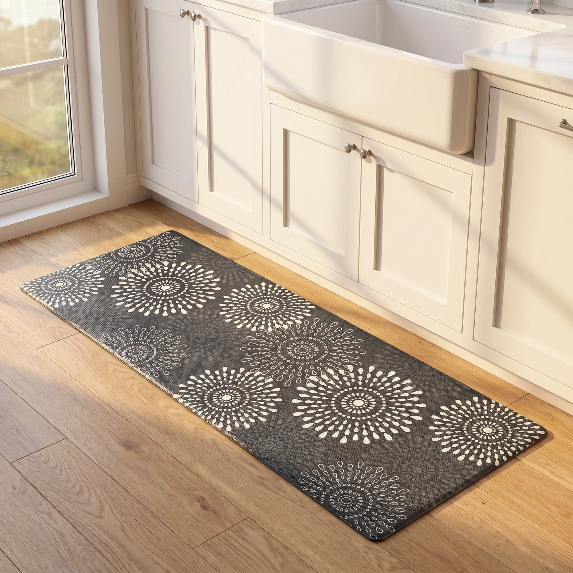 Unique Bargains Cushioned Waterproof Non-Slip PVC Standing Mat Black 47" x 17"