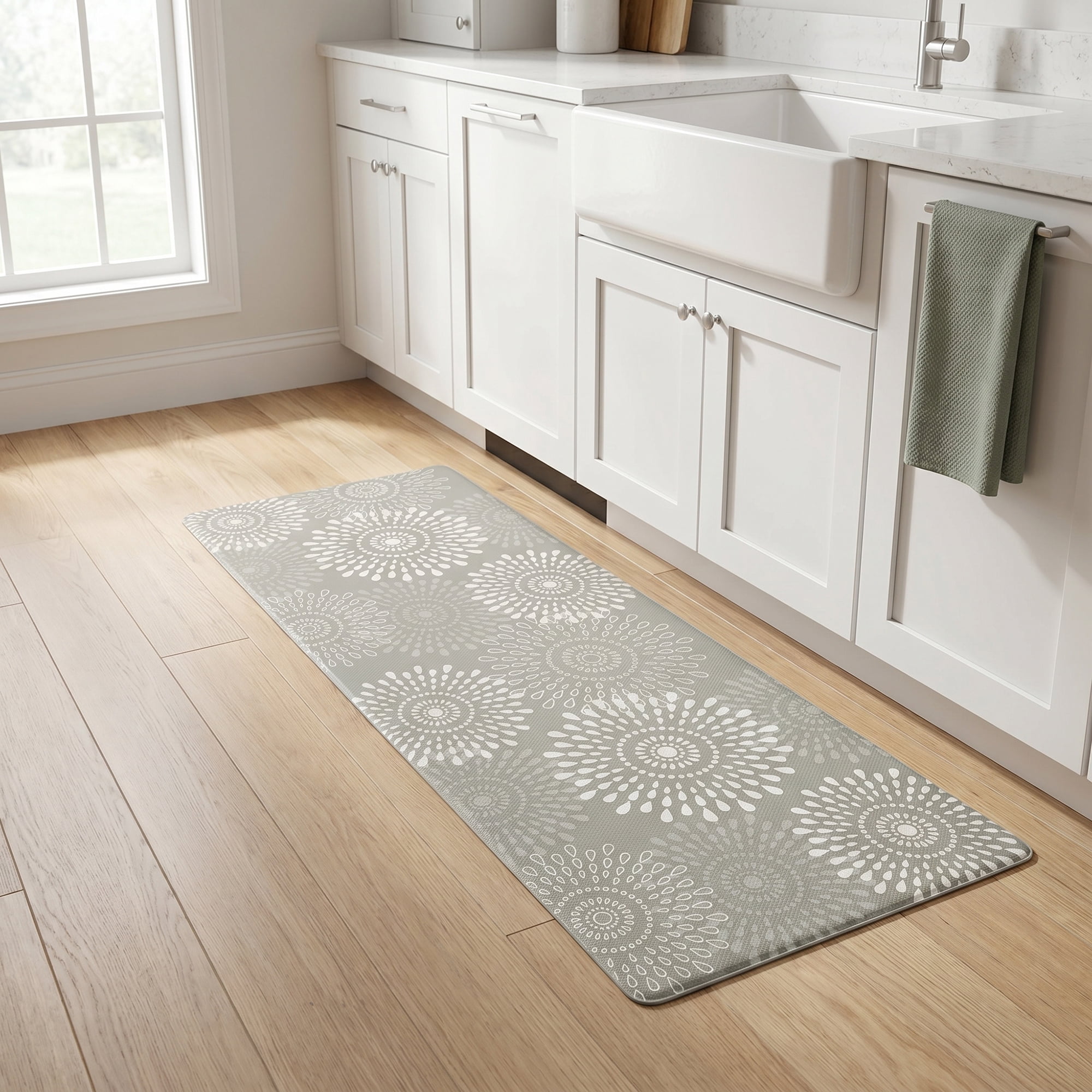 Unique Bargains Cushioned Waterproof Non-Slip PVC Standing Mat Khaki 47" x 17"
