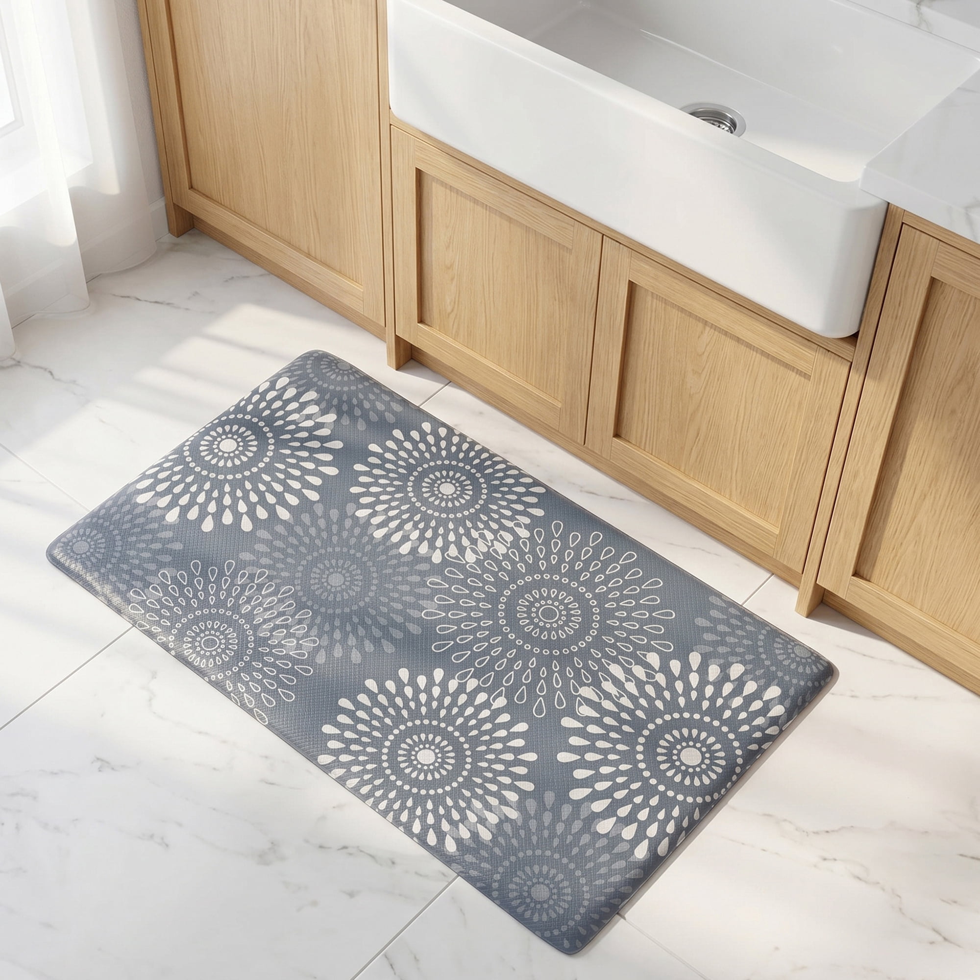 Unique Bargains Cushioned Waterproof Non-Slip Standing Mat Grey 30" x 17"