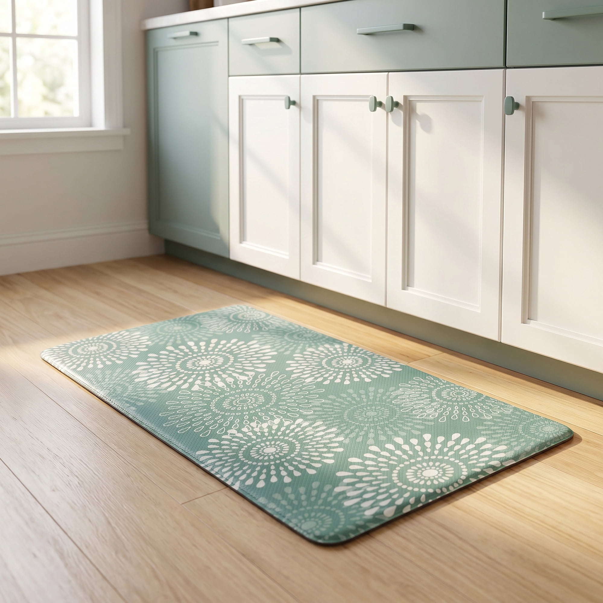 Unique Bargains Cushioned Waterproof Non-Slip Standing Mat Light Green 30" x 17"