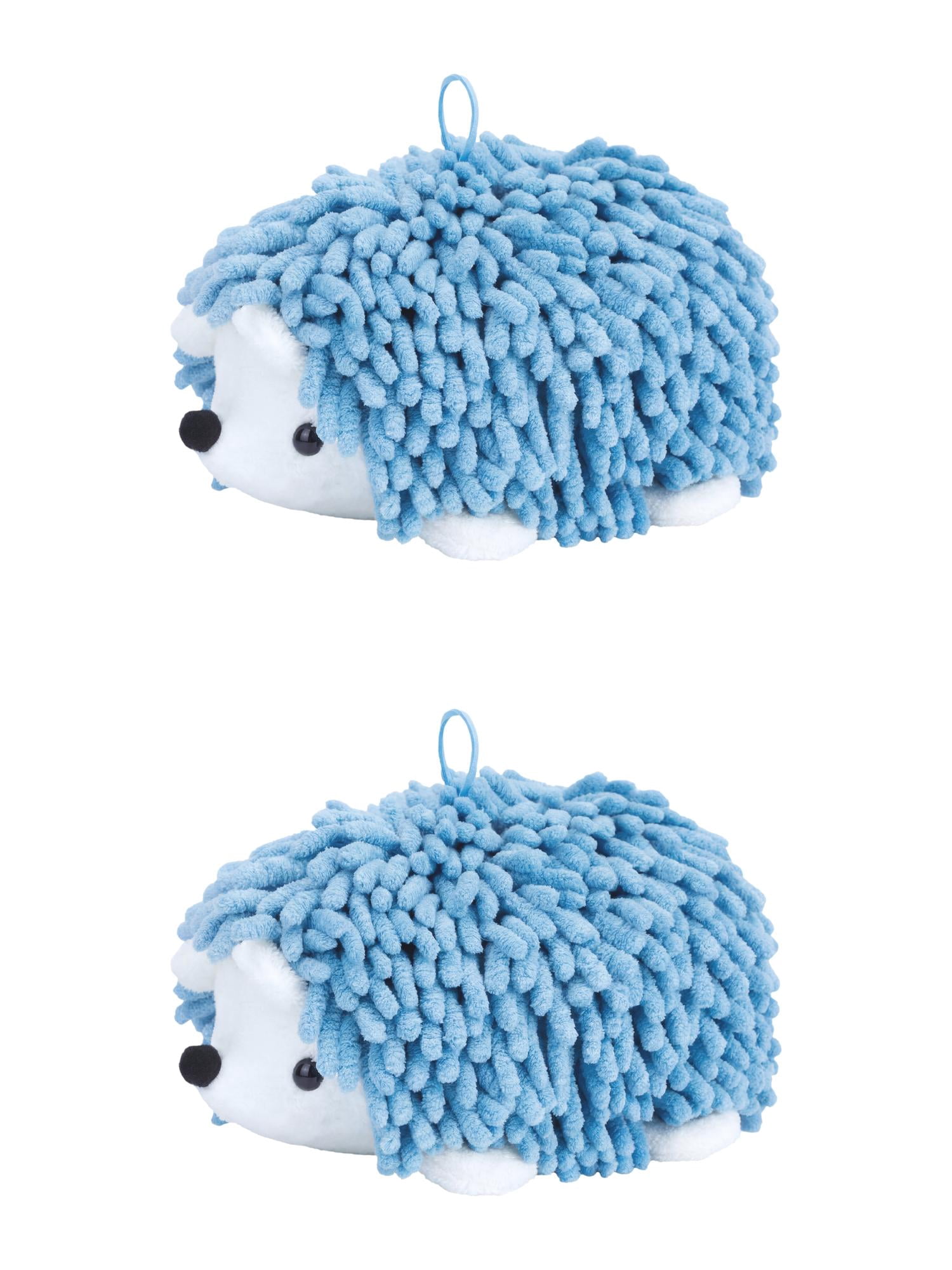 Unique Bargains Cute Animal Chenille Hanging Absorbent Hand Towel Blue 10" x 6"