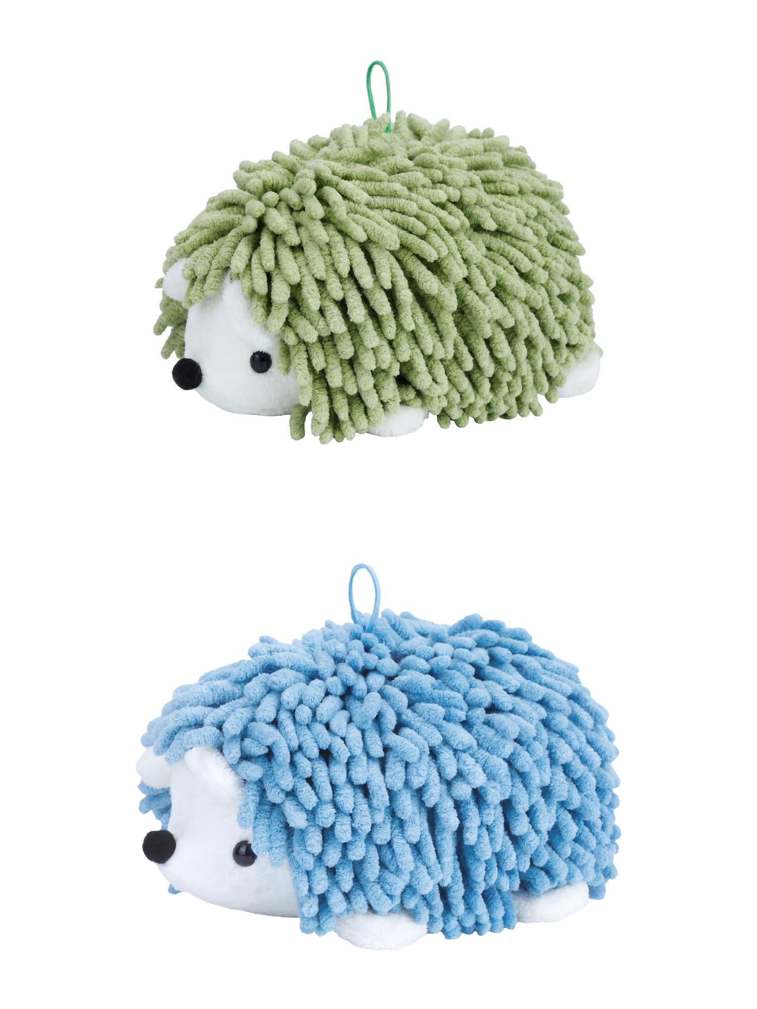 Unique Bargains Cute Animal Chenille Hanging Absorbent Hand Towel Blue/Green 10" x 6"