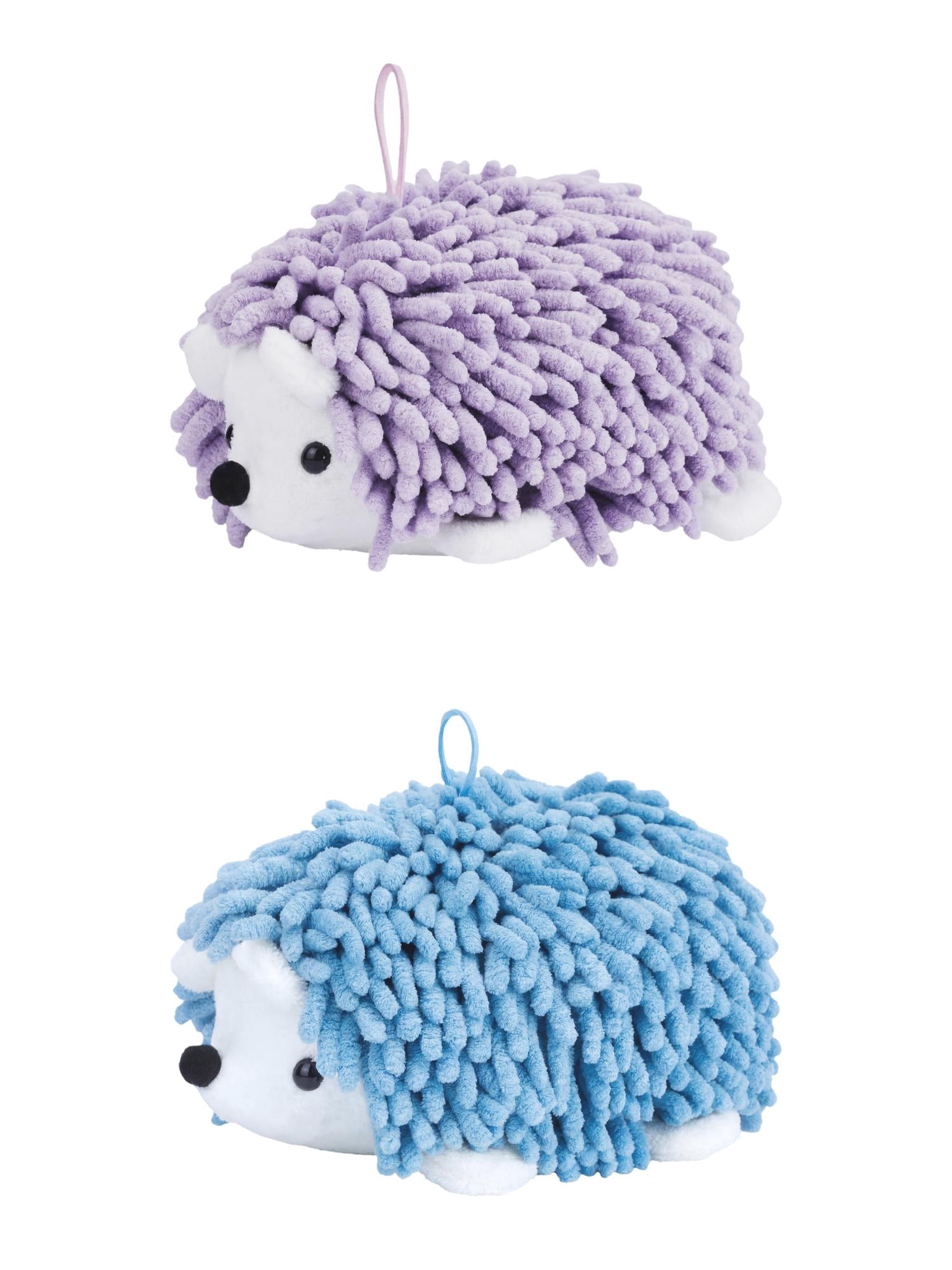 Unique Bargains Cute Animal Chenille Hanging Absorbent Hand Towel Blue/Purple 10" x 6"