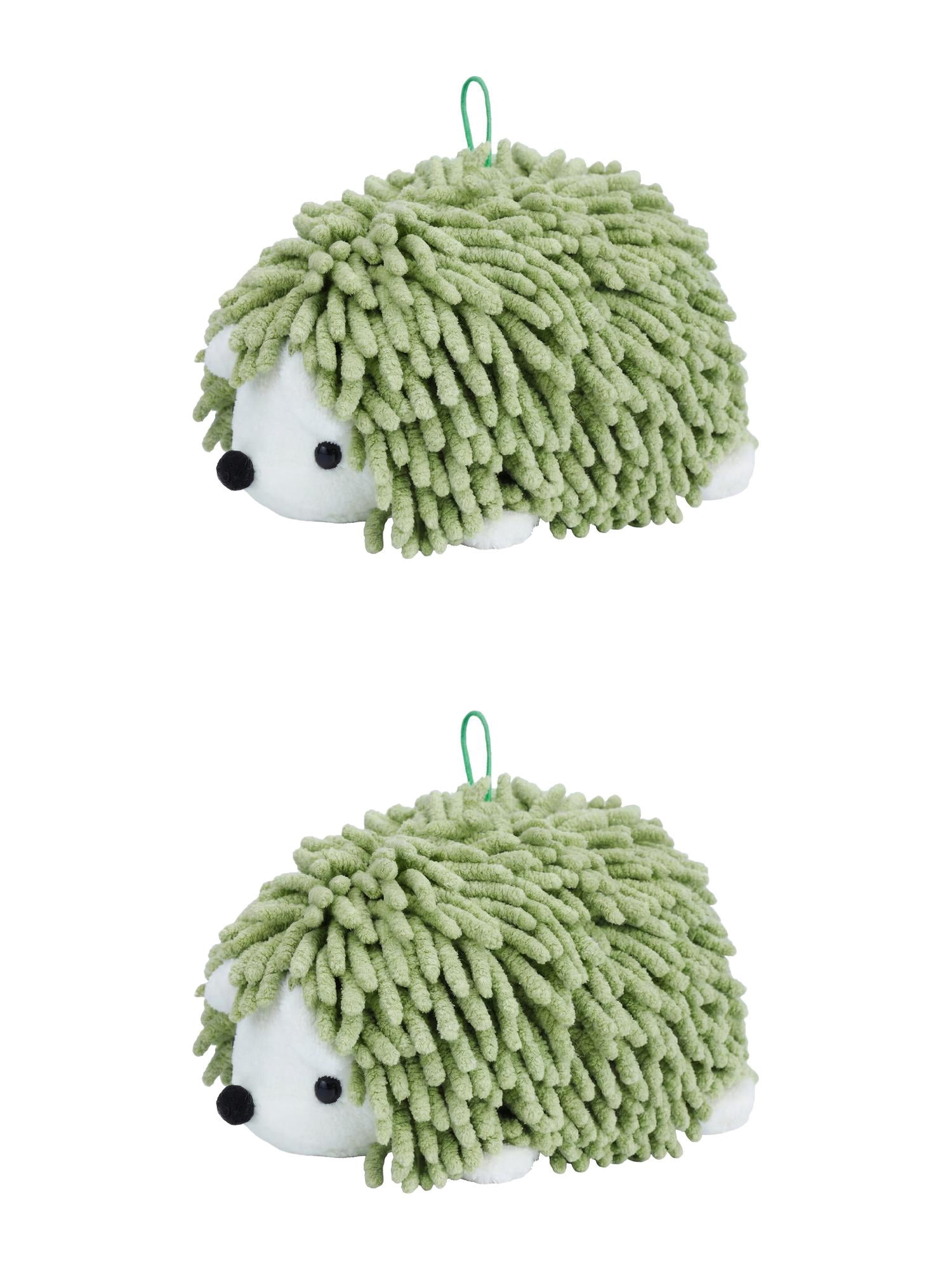 Unique Bargains Cute Animal Chenille Hanging Absorbent Hand Towel Green 10" x 6"