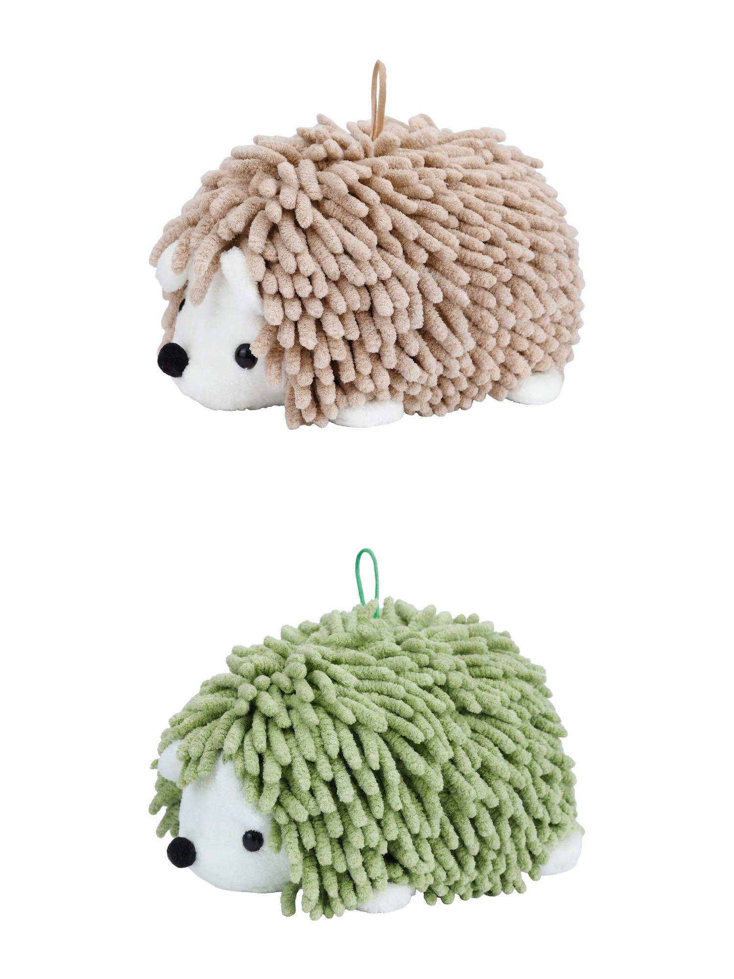 Unique Bargains Cute Animal Chenille Hanging Absorbent Hand Towel Green/Brown 10" x 6"