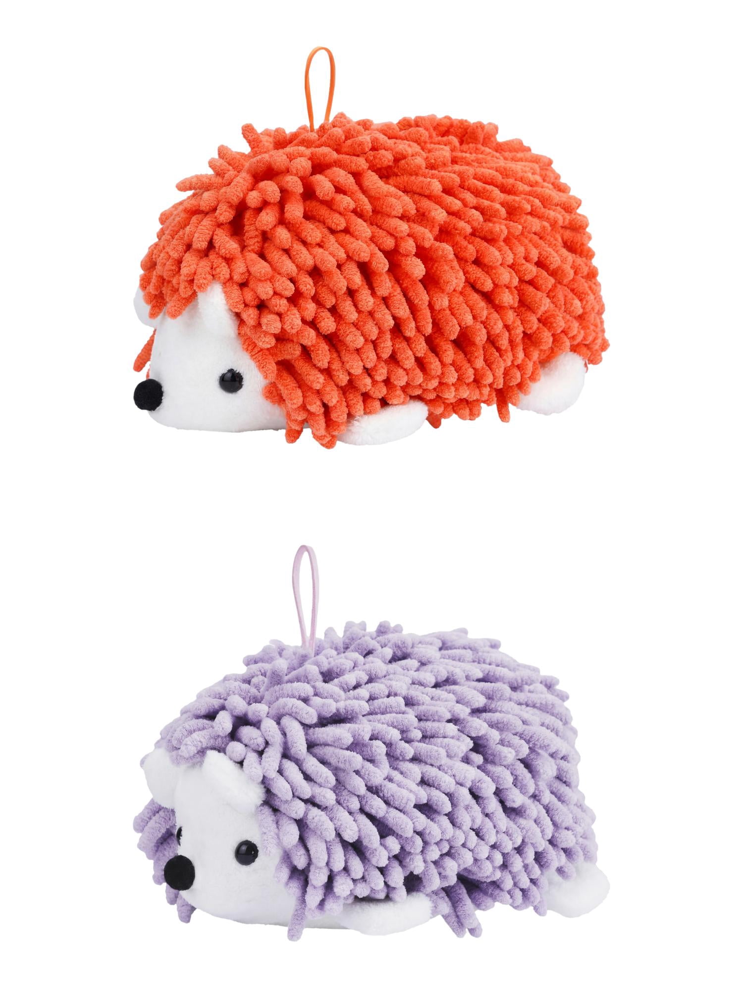 Unique Bargains Cute Animal Chenille Hanging Absorbent Hand Towel Purple/Orange 10" x 6"