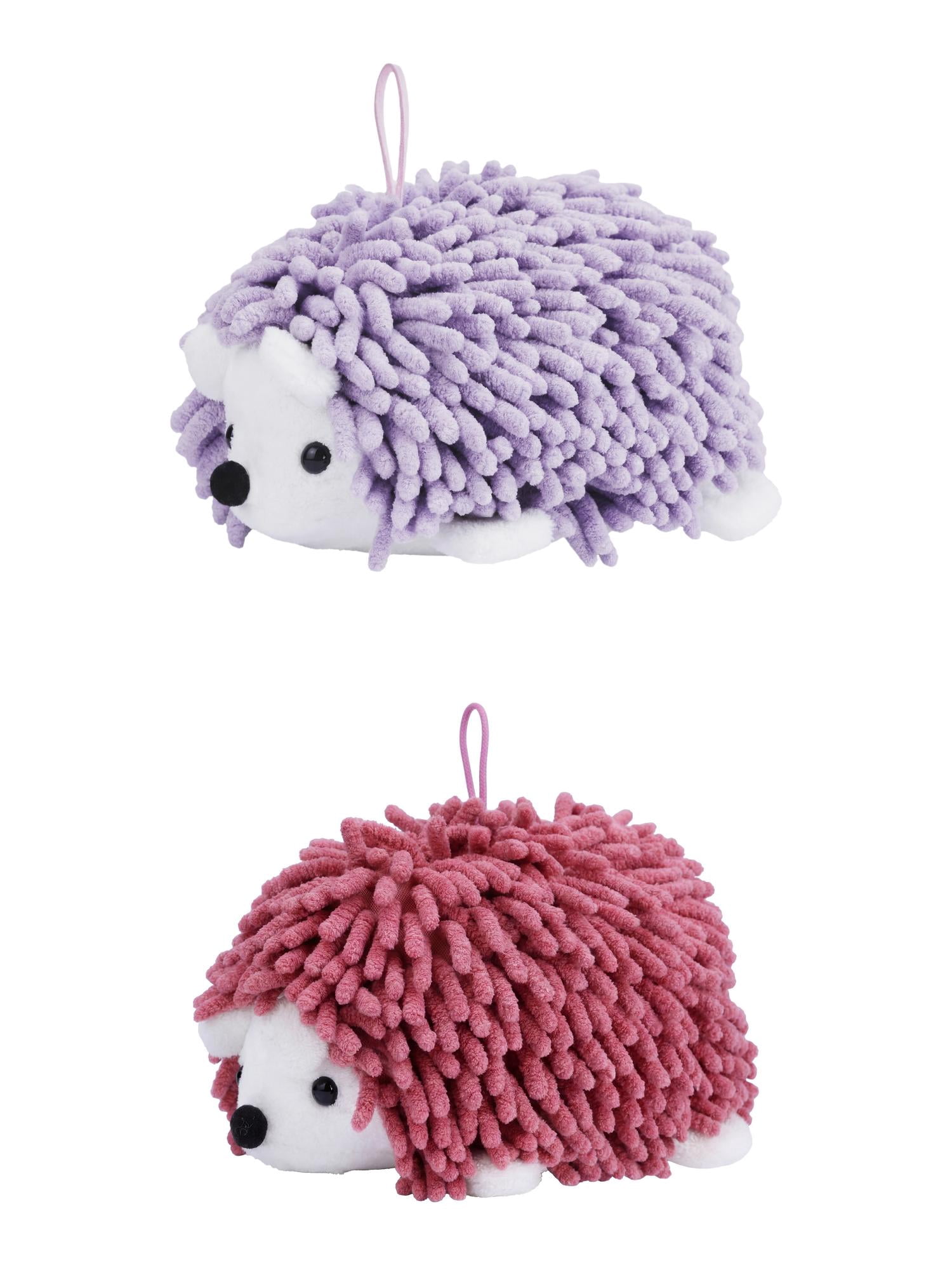 Unique Bargains Cute Animal Chenille Hanging Absorbent Hand Towel Purple/Rose Red 10" x 6"