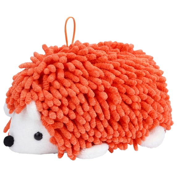 Unique Bargains Cute Animal Chenille Hanging Hand Towel for Kitchen Orange 10" x 6"