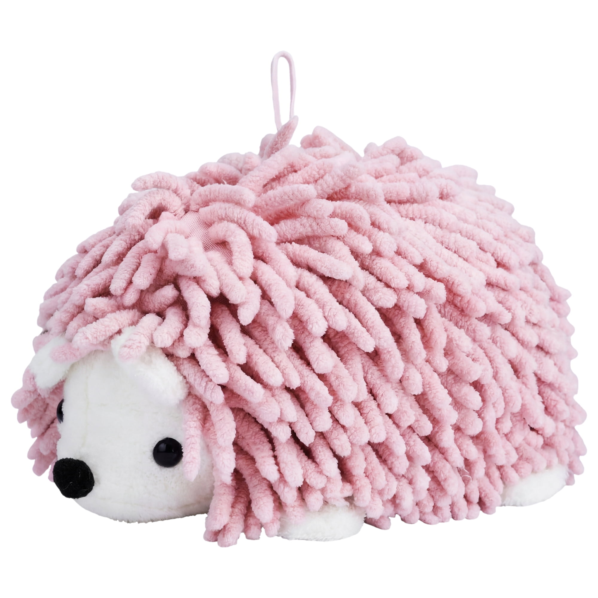 Unique Bargains Cute Animal Chenille Hanging Hand Towel for Kitchen Pink 10" x 6"