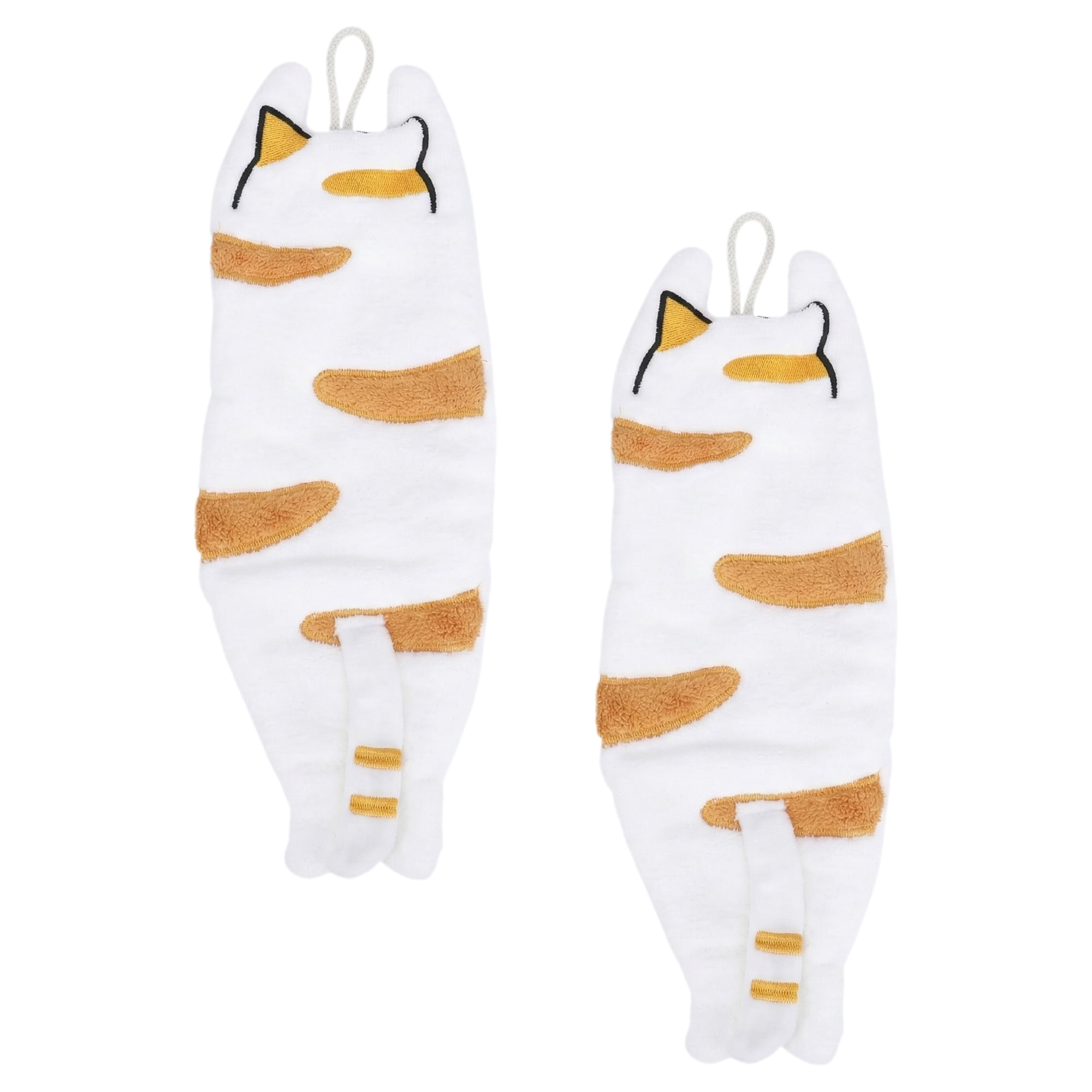Unique Bargains Cute Animal Hanging Hand Towels Orange 2pcs