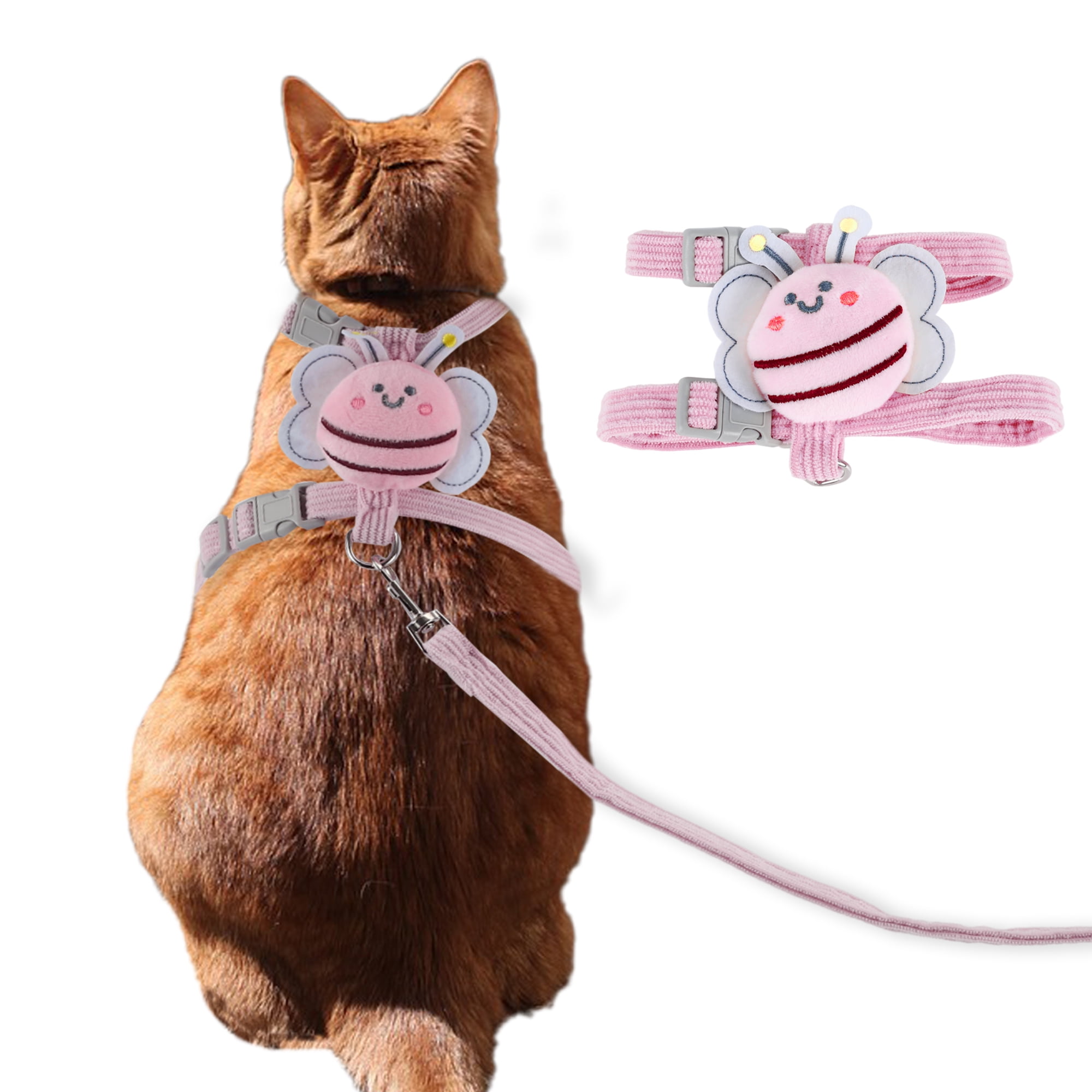 Unique Bargains Adjustable Easy Control Dog Vest Cat Harness and Leash Set Pink M