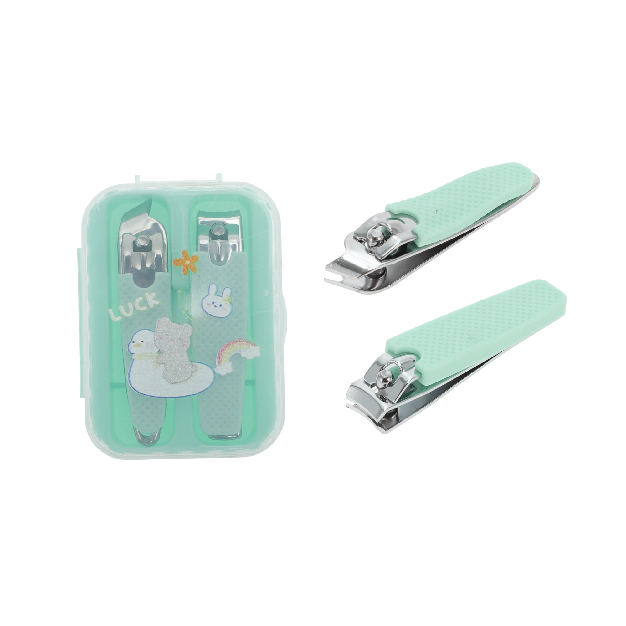 Unique Bargains Cute Box Nail Clipper Set for Women and Men 2 Pcs for Easy Use Green