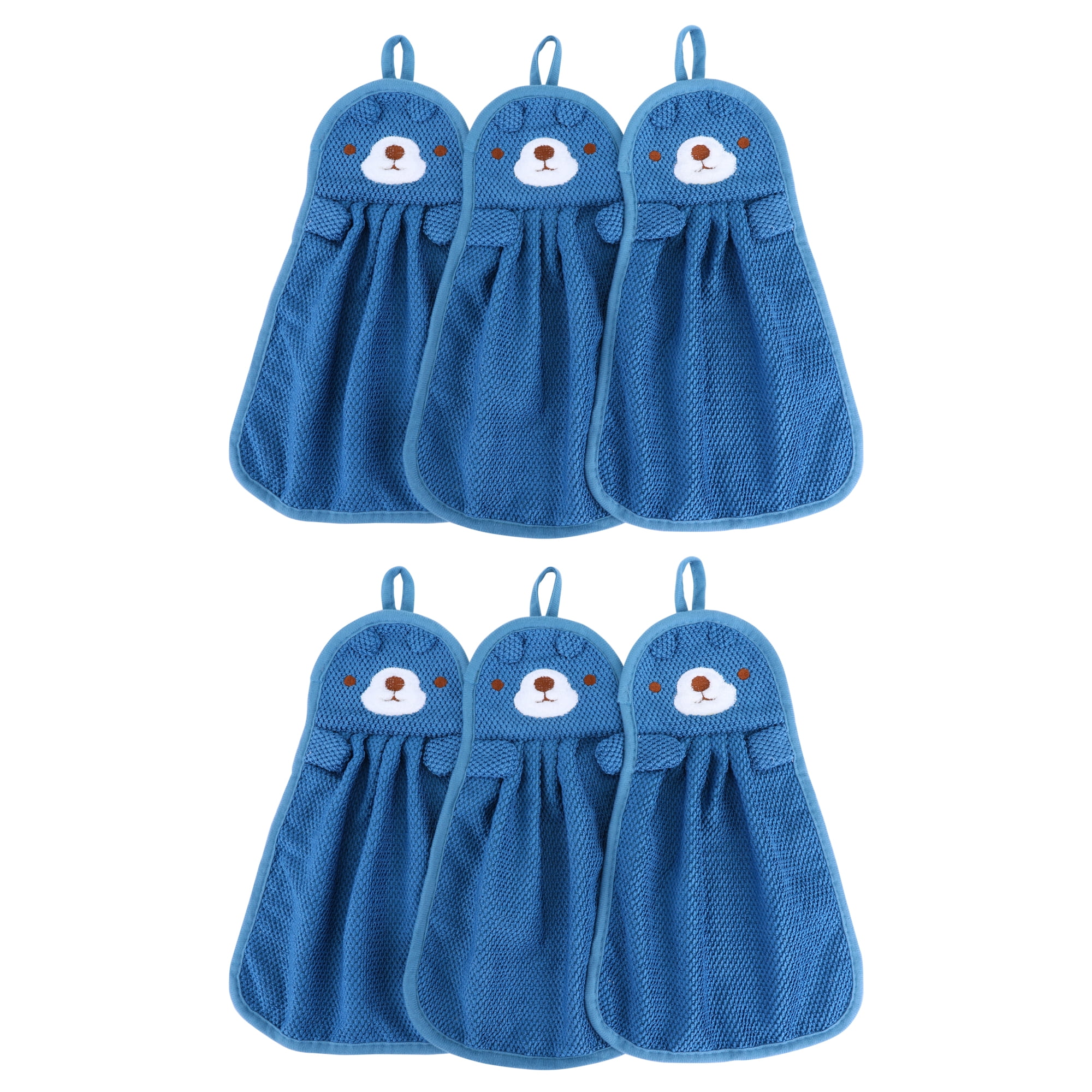 Unique Bargains Cute Cartoon Animal Pattern Hanging Hand Towels Blue