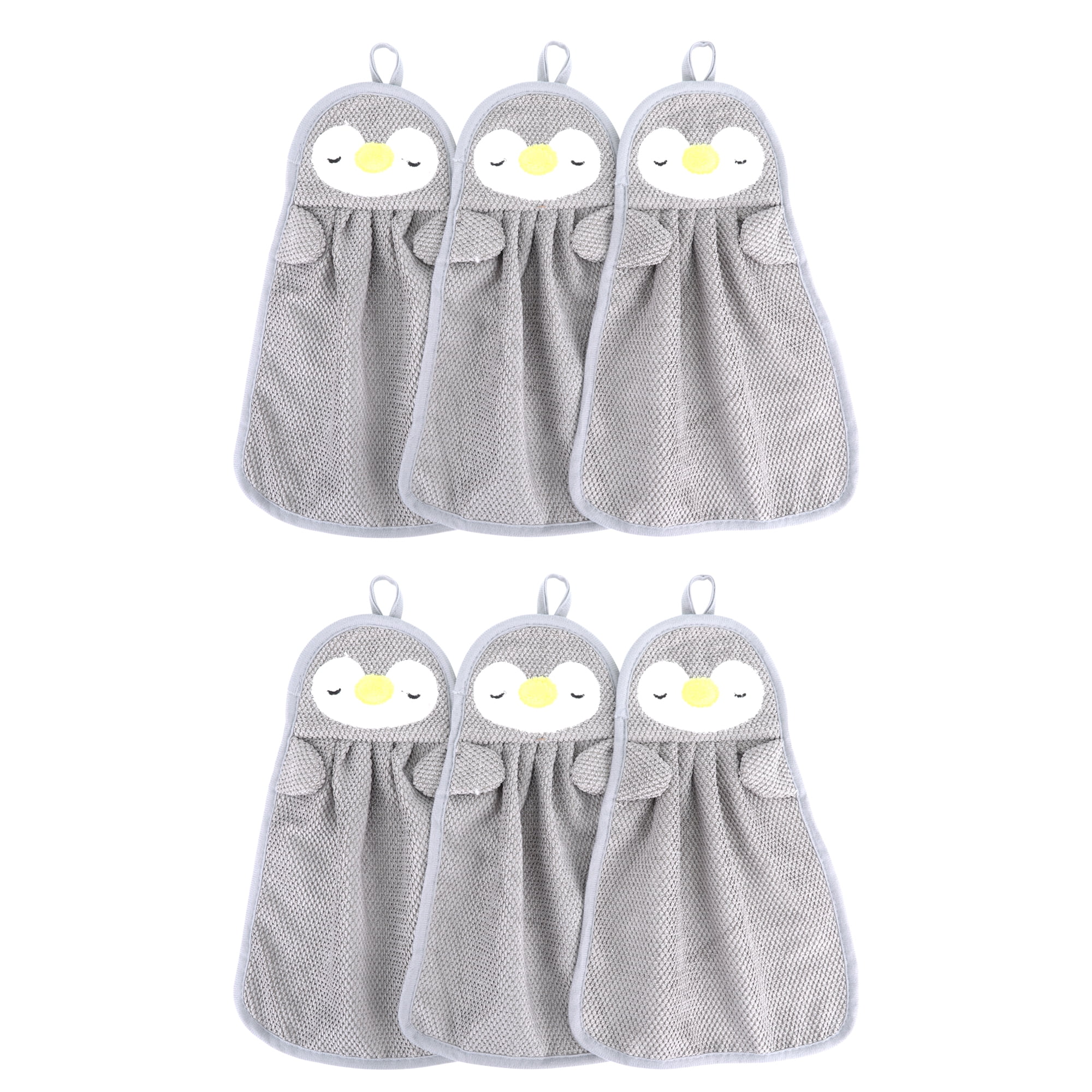 Unique Bargains Cute Cartoon Animal Pattern Hanging Hand Towels Grey