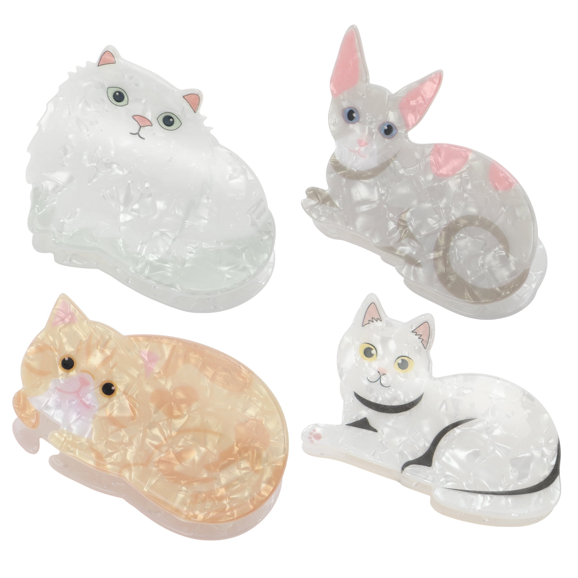 Unique Bargains Cute Cartoon Cat Hair Clips White Beige Yellow 4 Pcs