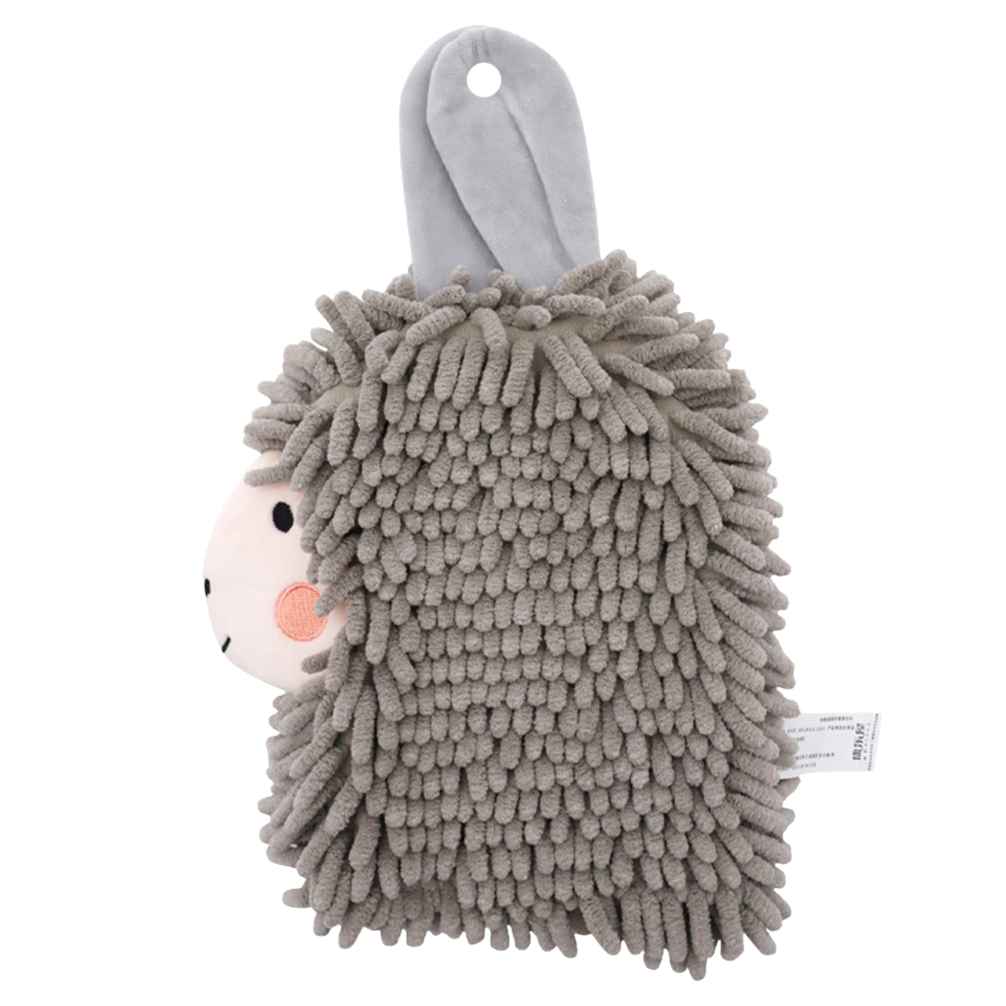Unique Bargains Cute Cartoon Chenille Alpaca Fuzzy Ball Hand Towel Grey