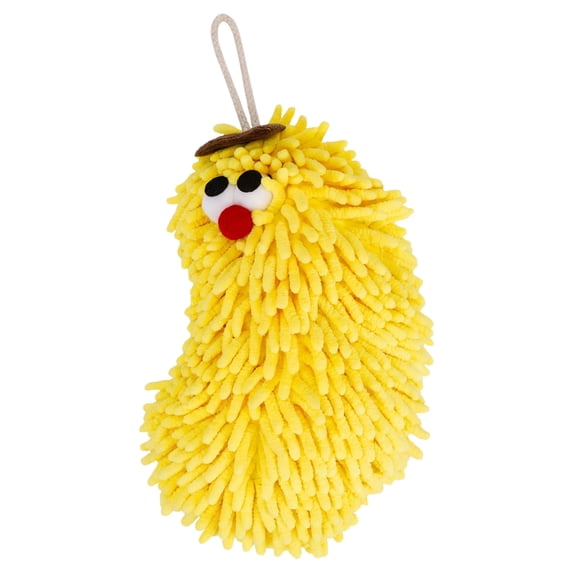 Unique Bargains Cute Cartoon Chenille Decorative Hand Towels for Bath Yellow 10" x 6"