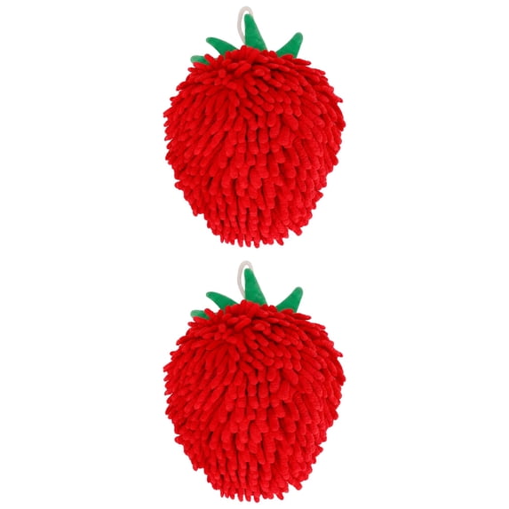 Unique Bargains Cute Cartoon Chenille Decorative Hand Towels for Bathroom Red 10" x 6"