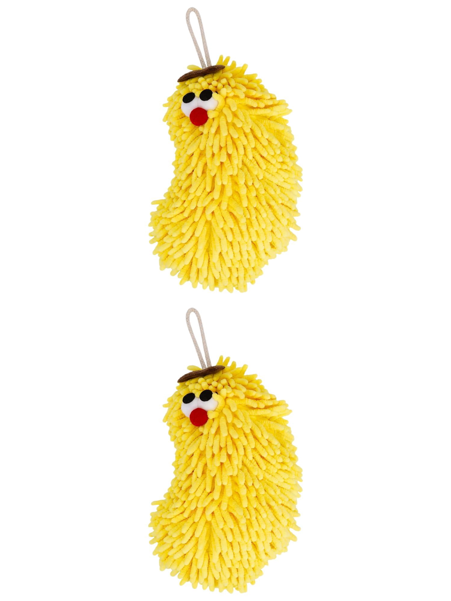 Unique Bargains Cute Cartoon Chenille Decorative Hand Towels for Bathroom Yellow 10" x 6"