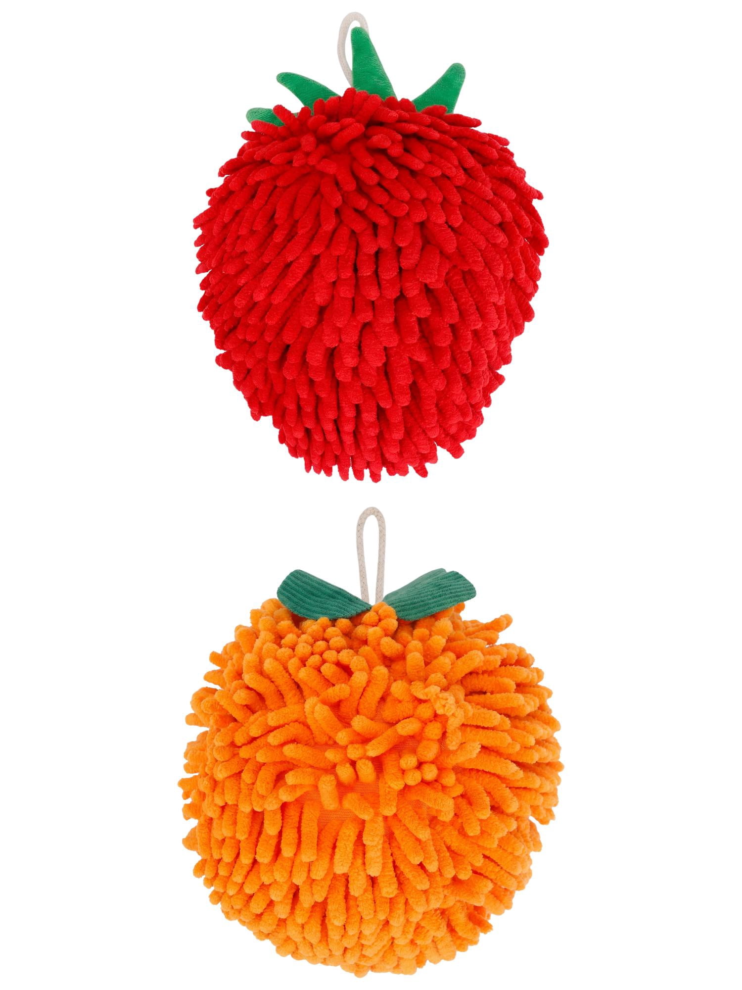 Unique Bargains Cute Cartoon Chenille Hand Towels for Bathroom Red/Orange 10" x 6"/5" x 6"
