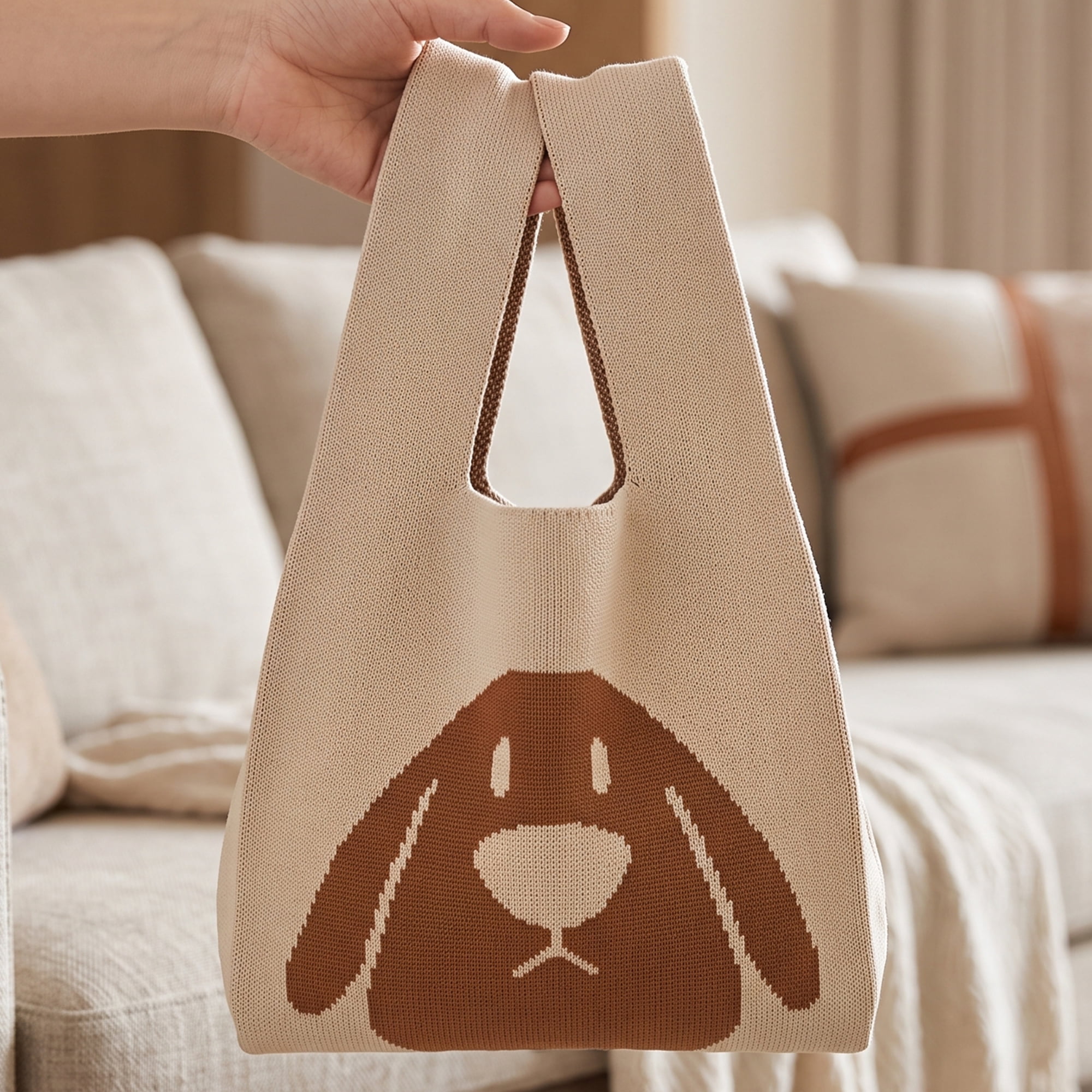 Unique Bargains Cute Cartoon Gift Bags with Handles for Parties 7.5" x 13.4" Brown