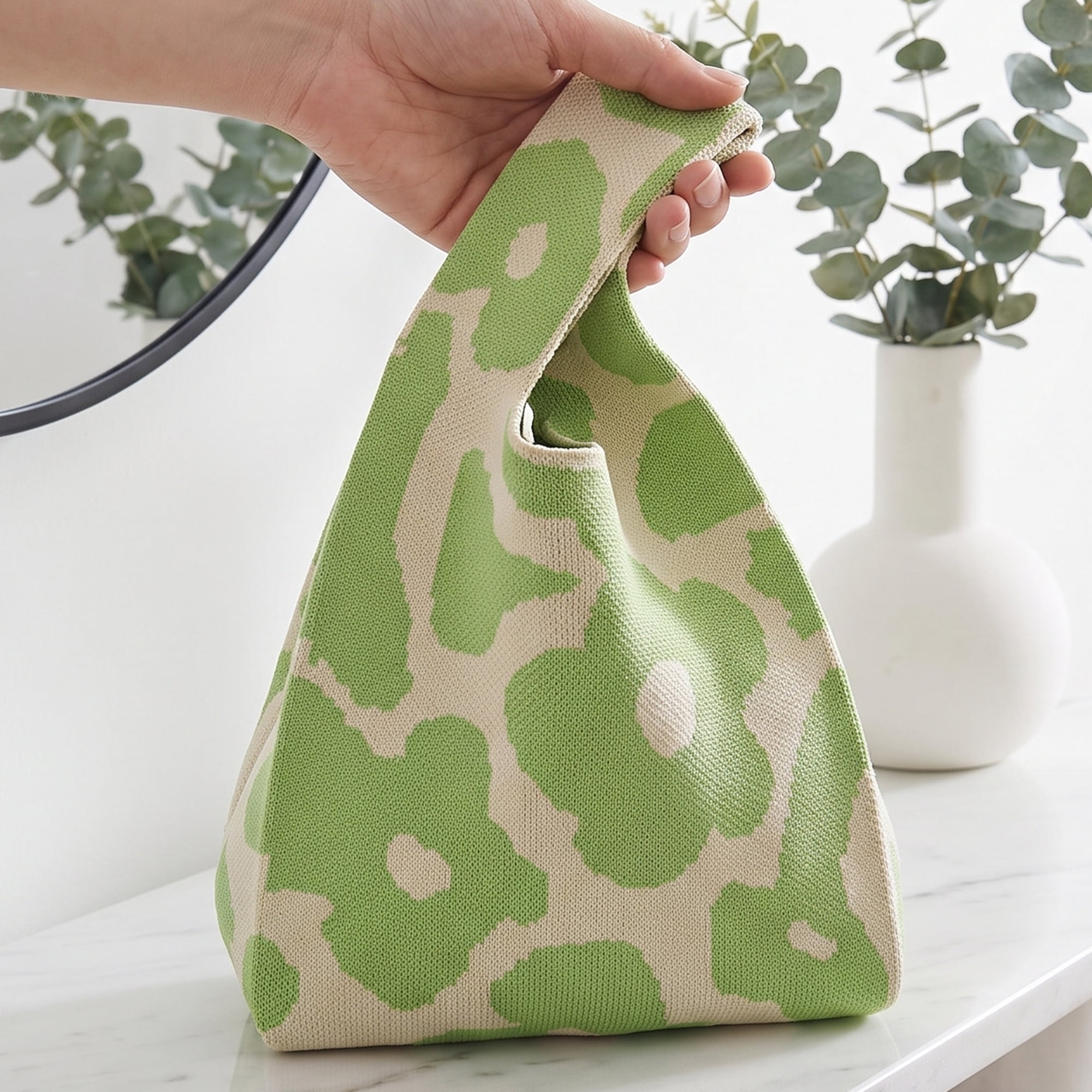 Unique Bargains Cute Cartoon Gift Bags with Handles for Parties 7.5" x 13.4" Green Flowers