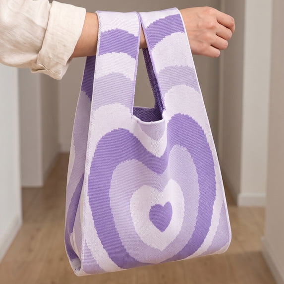Unique Bargains Cute Cartoon Gift Bags with Handles for Parties 7.5" x 13.4" Purple Heart