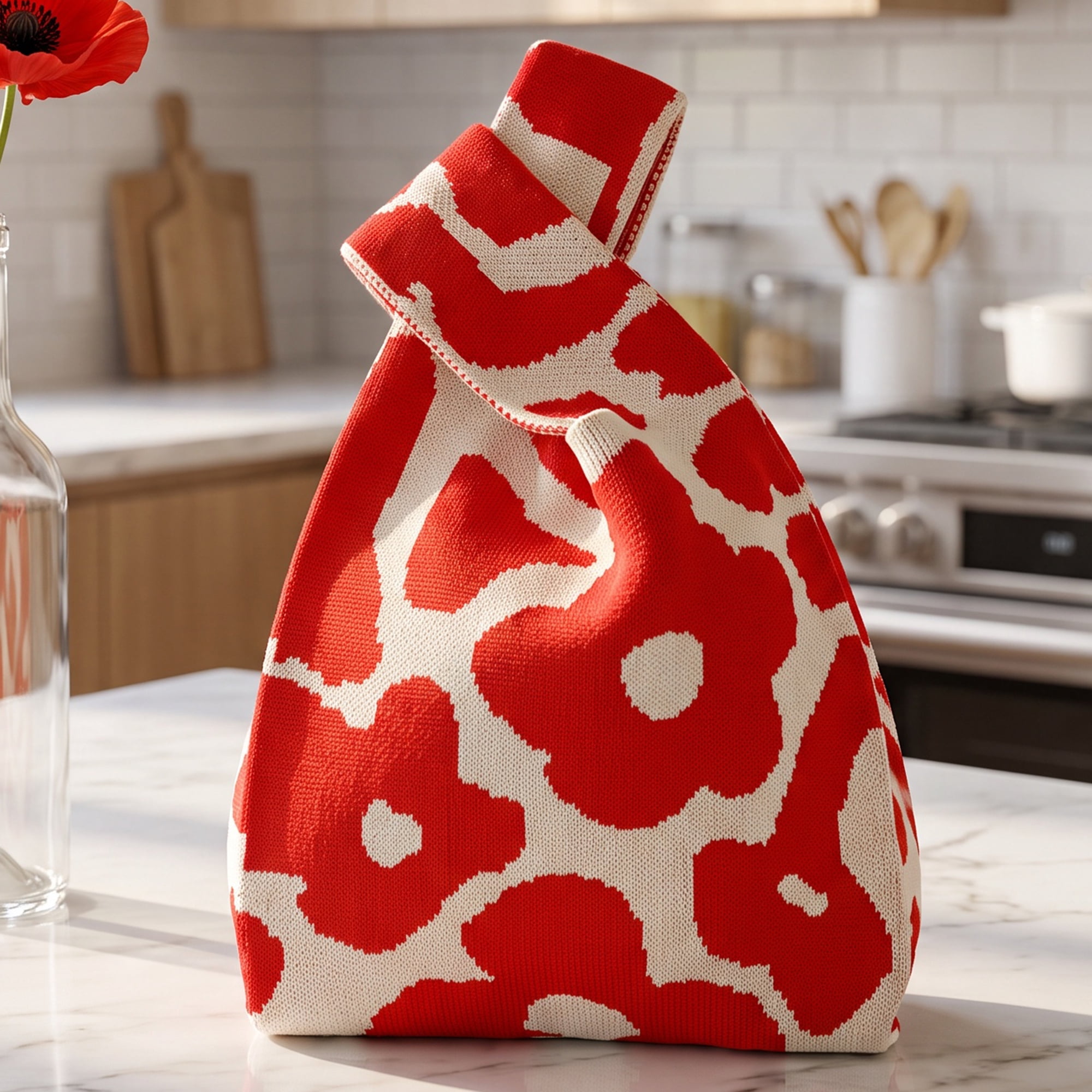 Unique Bargains Cute Cartoon Gift Bags with Handles for Parties 7.5" x 13.4" Red Flower