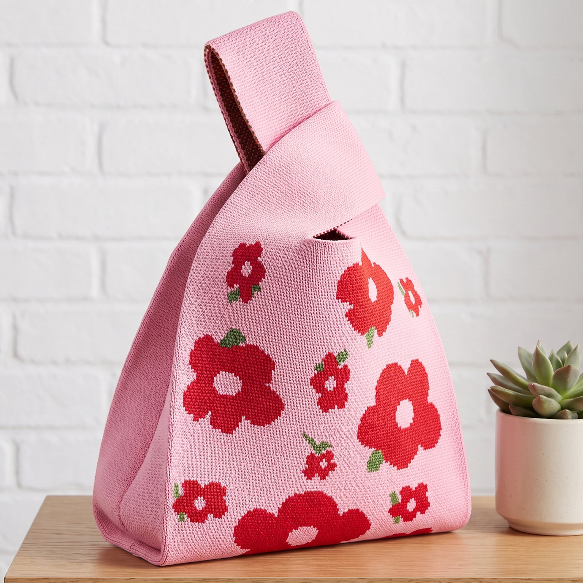 Unique Bargains Cute Cartoon Gift Bags with Handles for Parties 7.5" x 13.4" Red Flowers