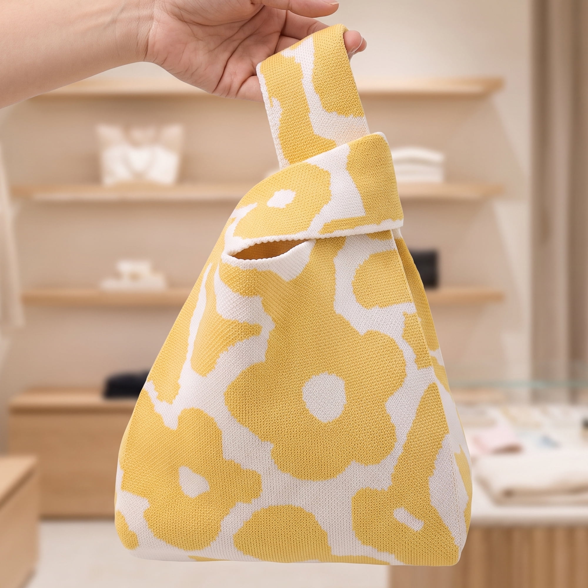 Unique Bargains Cute Cartoon Gift Reusable Tote Bags with Handles 7.5" x 13.4" Yellow