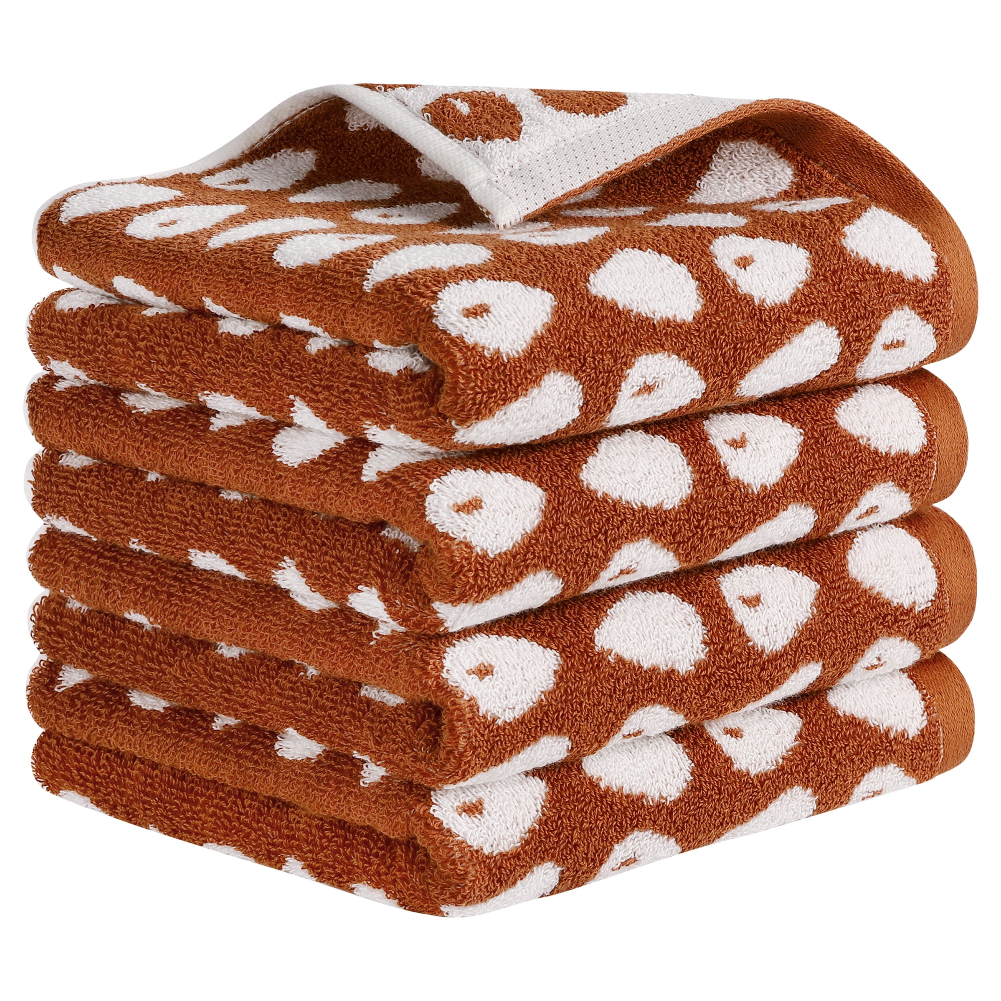 Unique Bargains Cute Cartoon Hand Towel Set Hand Towels for Kitchen, Bath Red 4-Piece