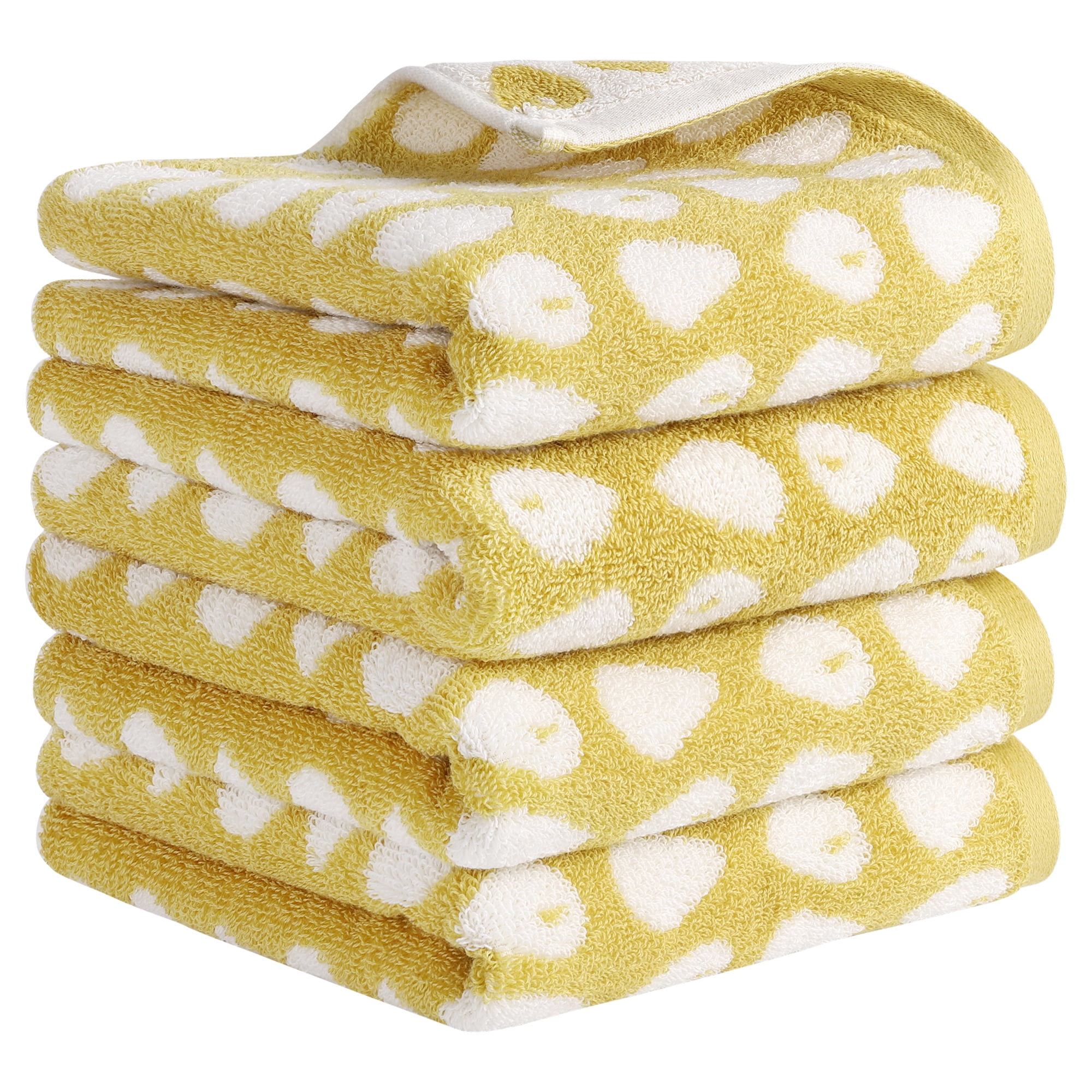 Unique Bargains Cute Cartoon Hand Towel Set Hand Towels for Kitchen, Bath Yellow 4-Piece