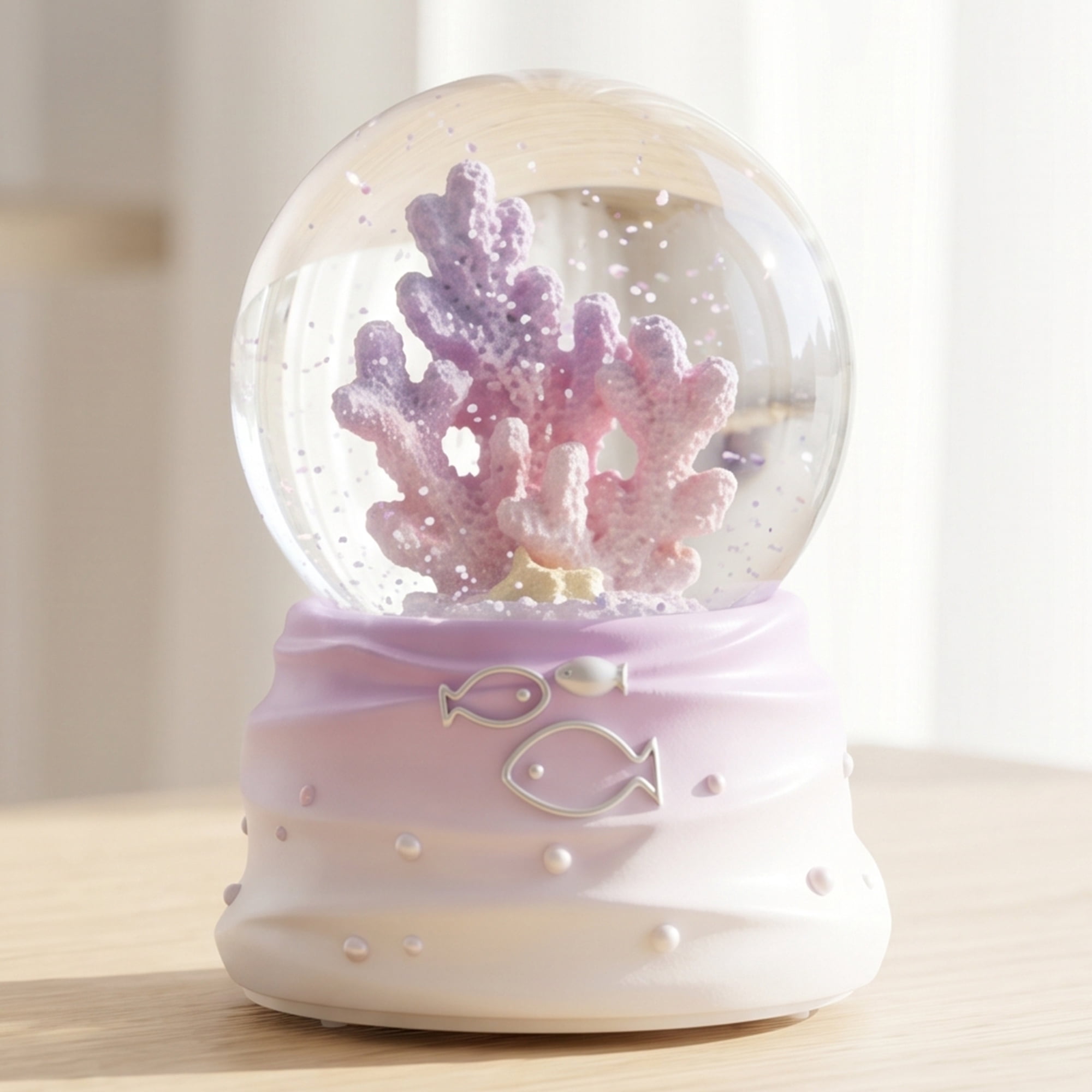 Unique Bargains Cute Cartoon Light Up Crystal Ball Mini Resin Figurine Snow Globe Purple