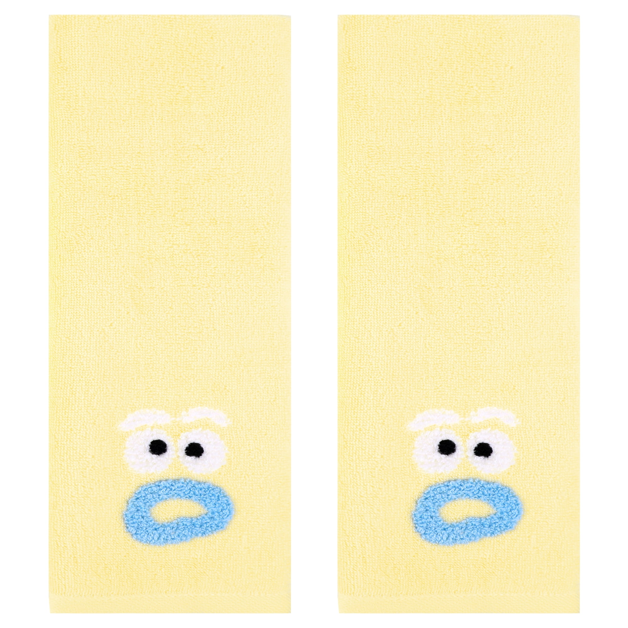 Unique Bargains Cute Cartoon Pattern Absorbent Hand Towels Yellow 2-Piece