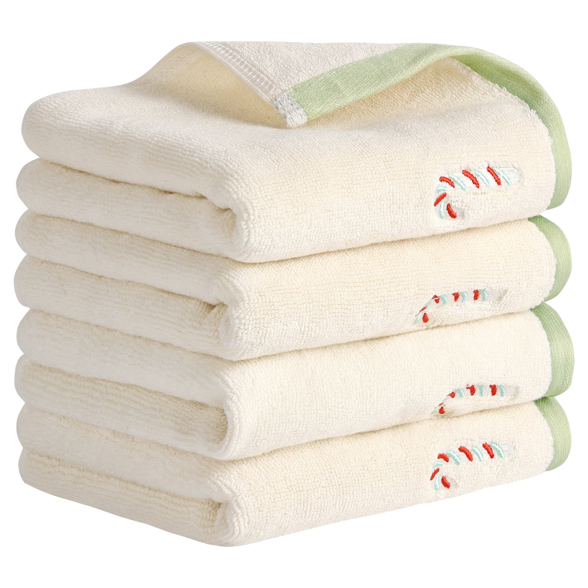 Unique Bargains Cute Cartoon Pattern Decorative Hand Towels Beige-Candy 4-Piece