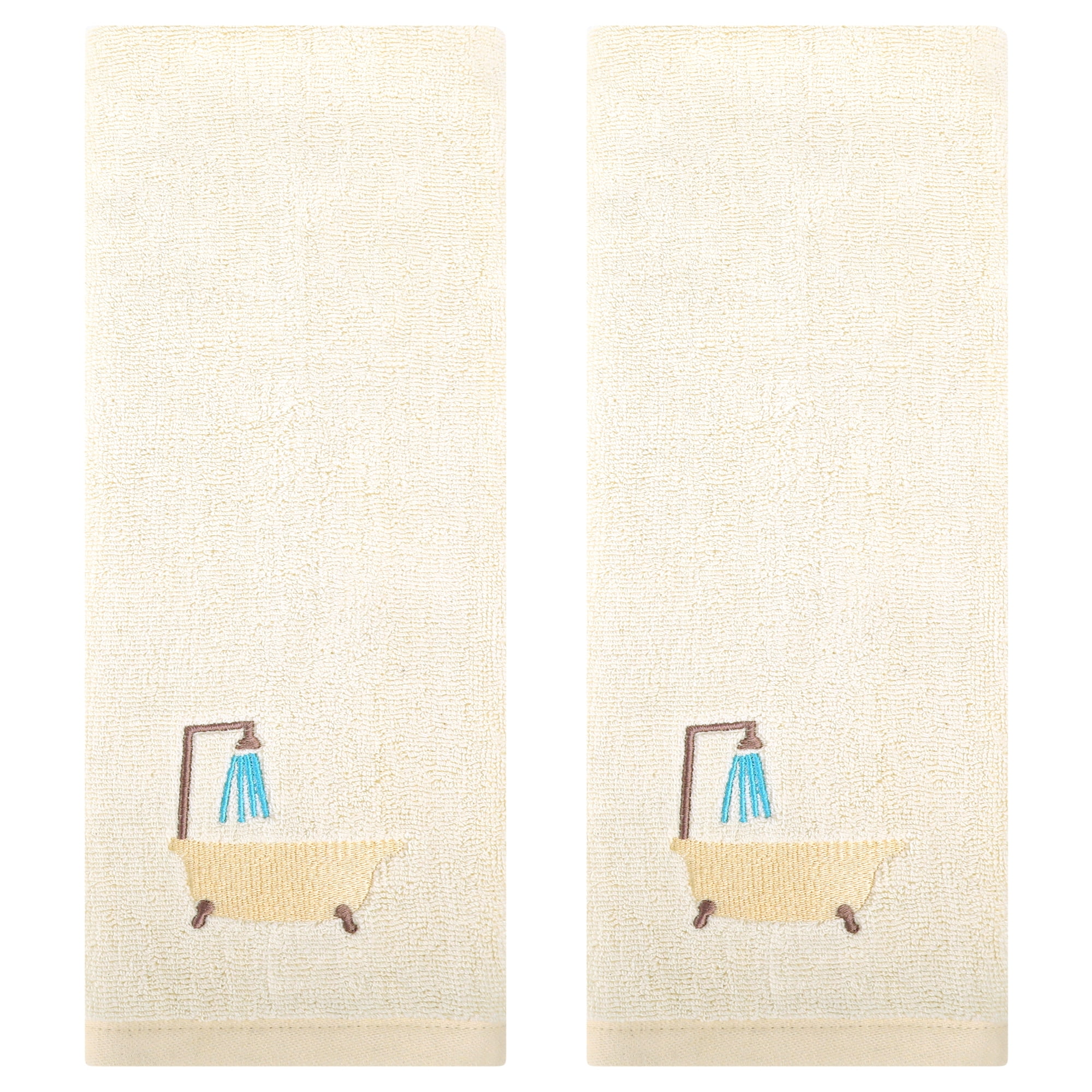 Unique Bargains Cute Cartoon Pattern Decorative Hand Towels Beige-Tub 2-Piece