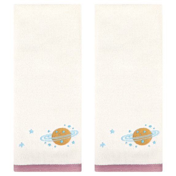 Unique Bargains Cute Cartoon Pattern Decorative Hand Towels Beige-Universe 2-Piece