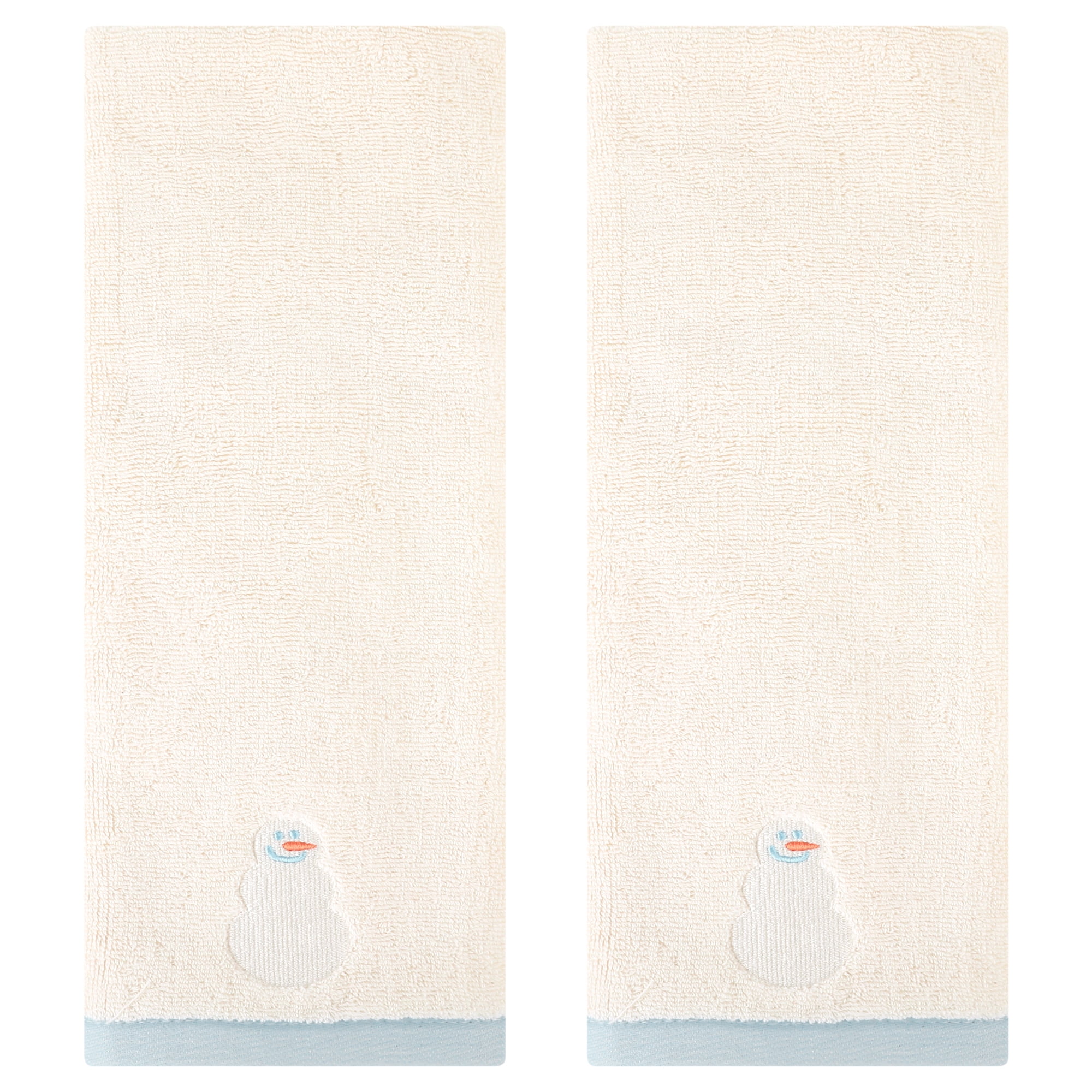 Unique Bargains Cute Cartoon Pattern Decorative Hand Towels White-Snowman 2-Piece