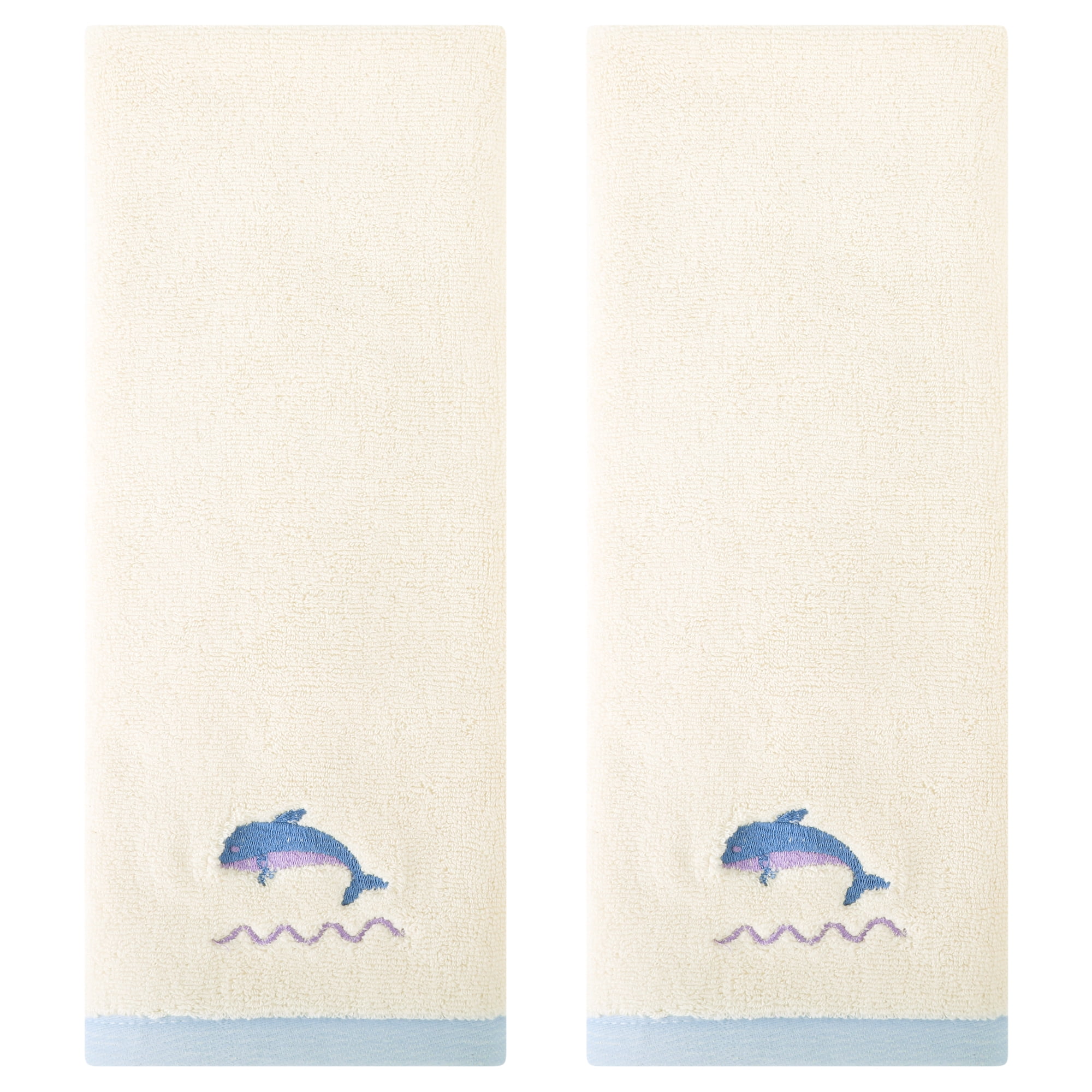 Unique Bargains Cute Cartoon Pattern Decorative Hand Towels White-Whale 2-Piece