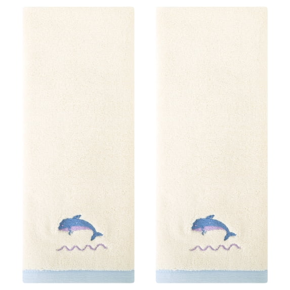 Unique Bargains Cute Cartoon Pattern Decorative Hand Towels White-Whale 2-Piece