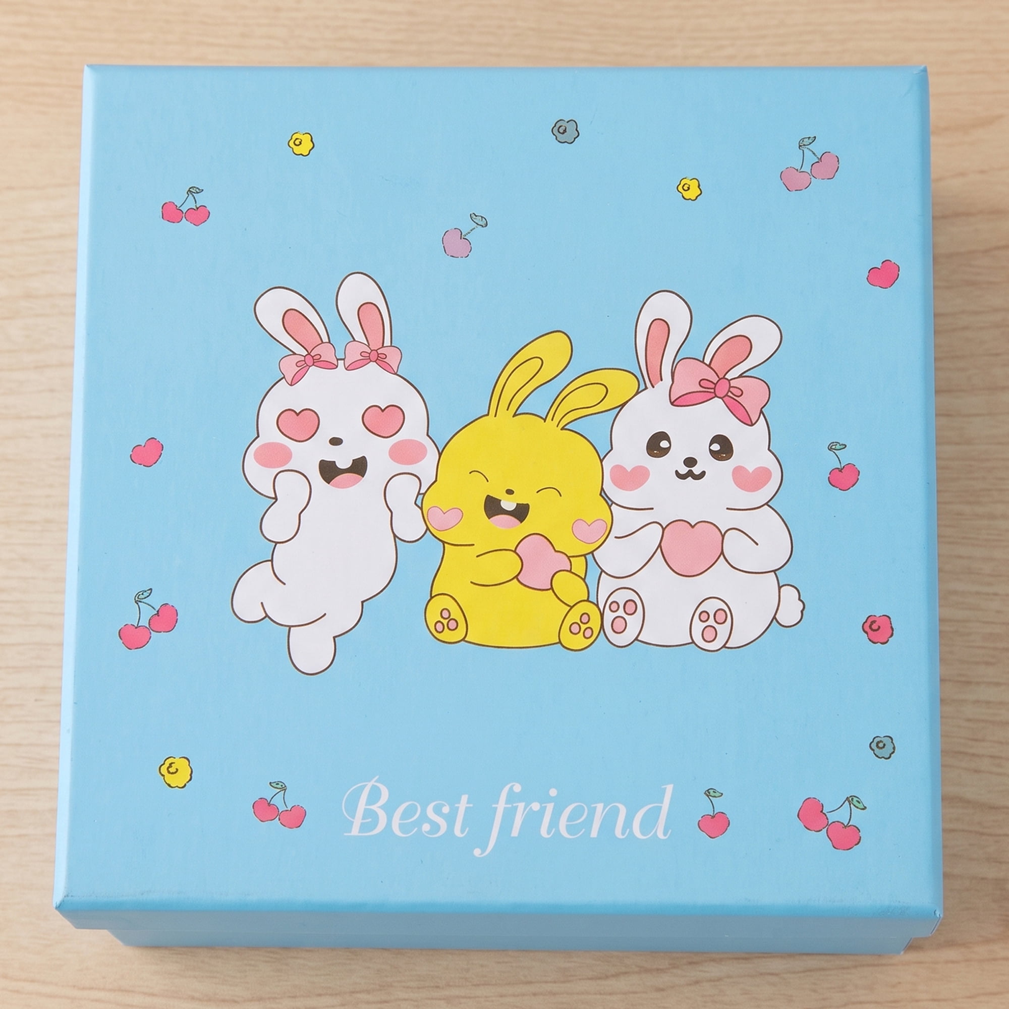 Unique Bargains Cute Cartoon Present Gift Box with Lids Blue 7.9"x7.9"x3.9"