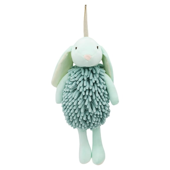 Unique Bargains Cute Cartoon Rabbit Shape Chenille Hand Towels Green