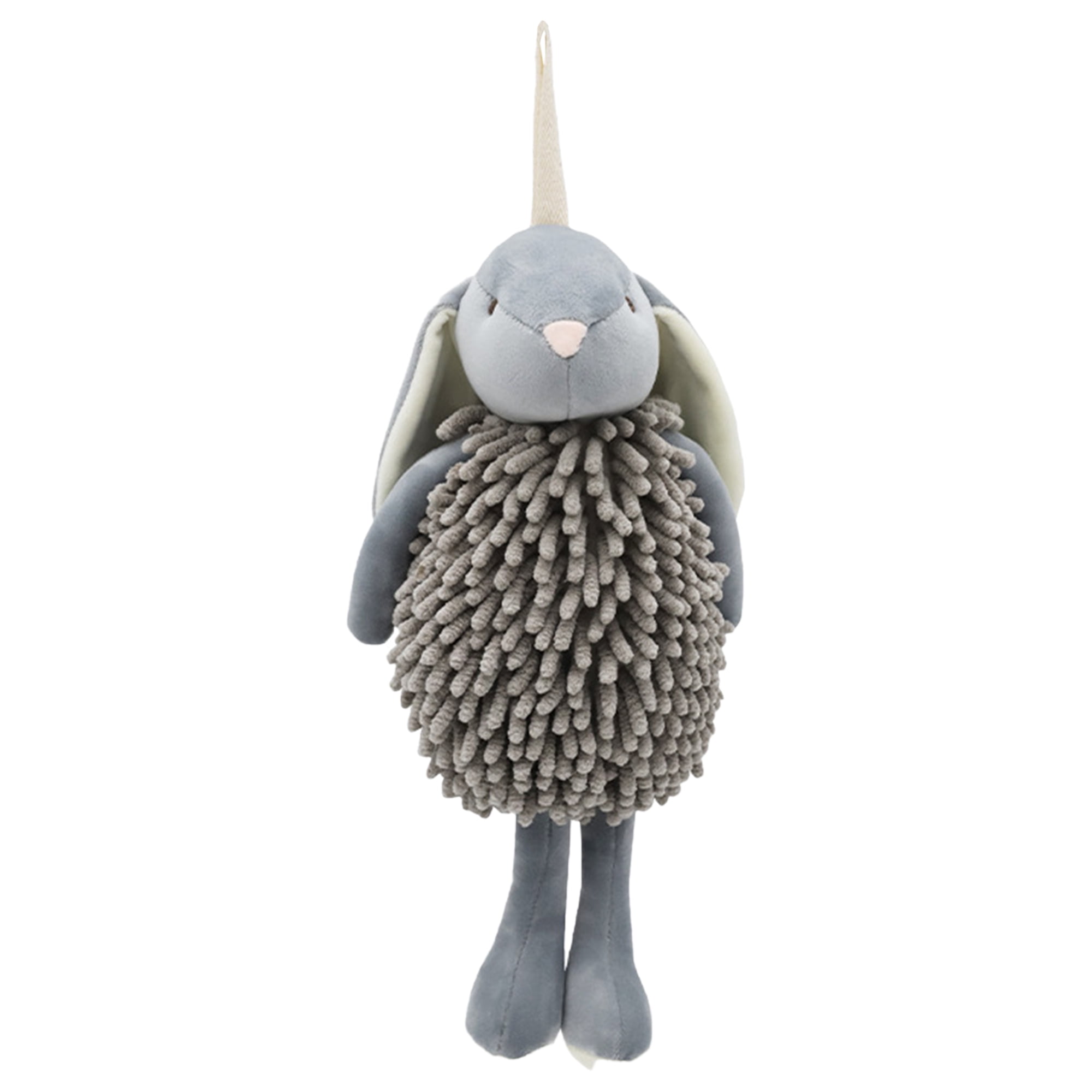 Unique Bargains Cute Cartoon Rabbit Shape Chenille Hand Towels Grey