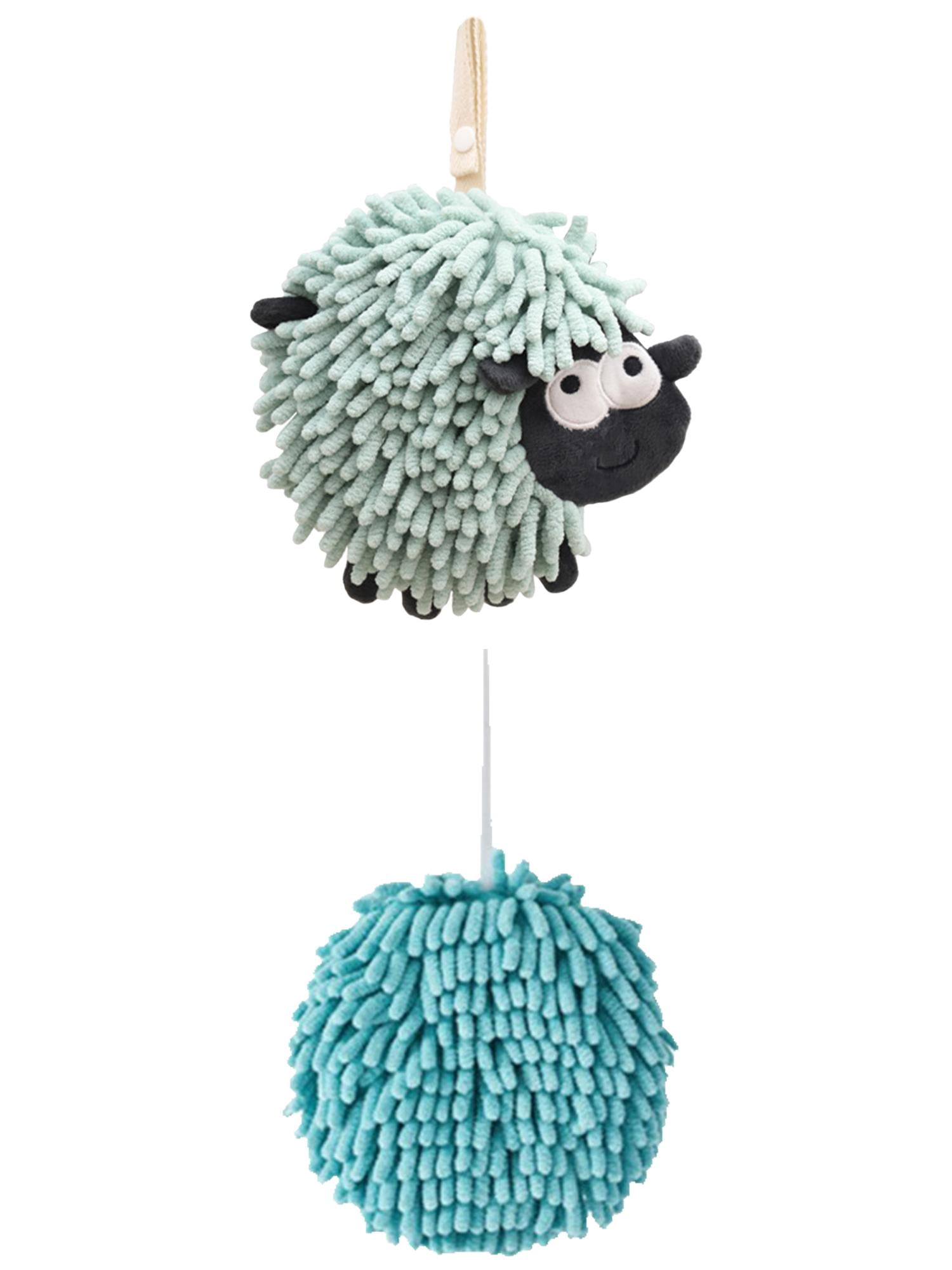 Unique Bargains Cute Chenille Ball Hand Towel 2 Pcs Blue/Green 6" x 6"/7" x 7"
