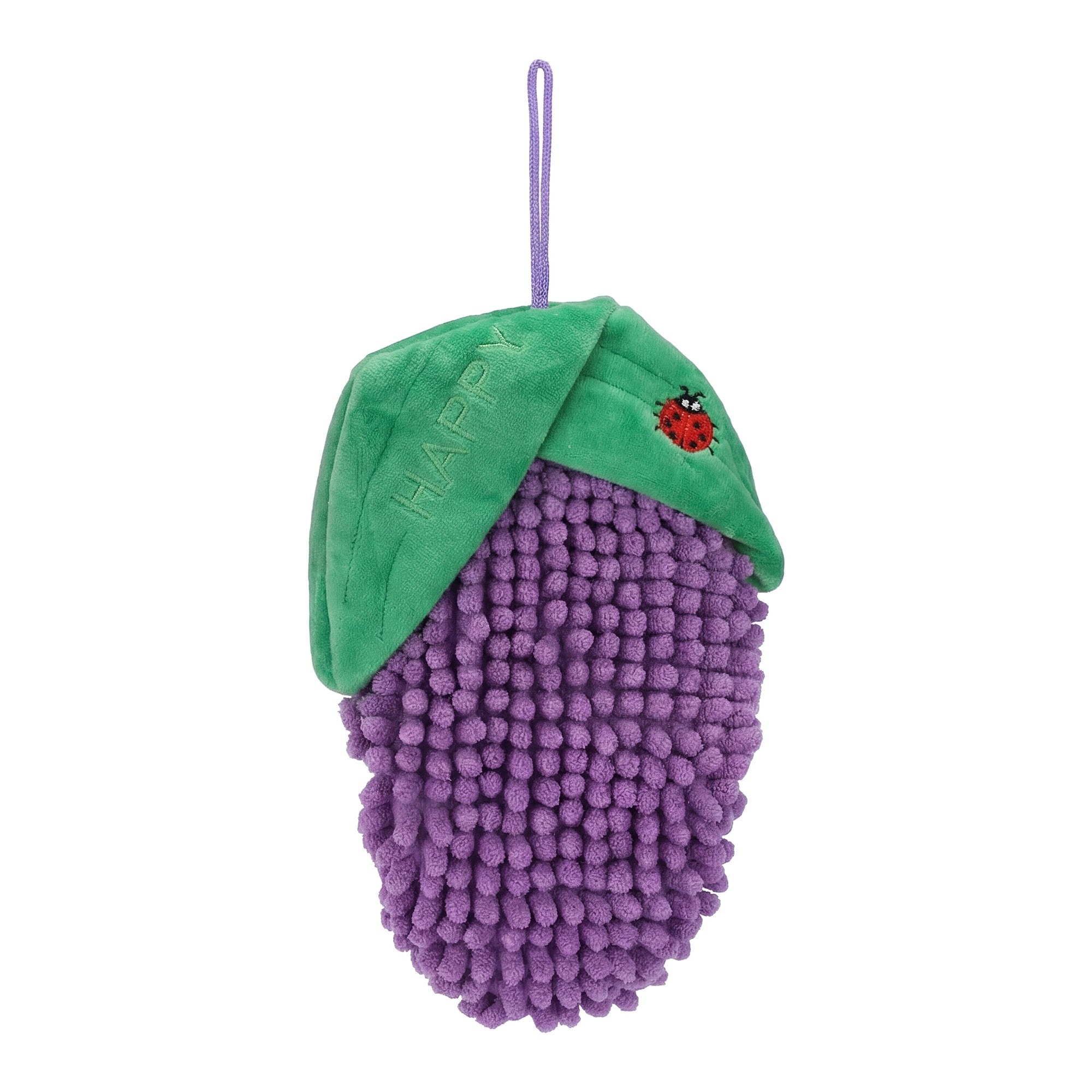 Unique Bargains Cute Corn Shaped Chenille Hanging Hand Towel for Kitchen Purple 8" x 5"