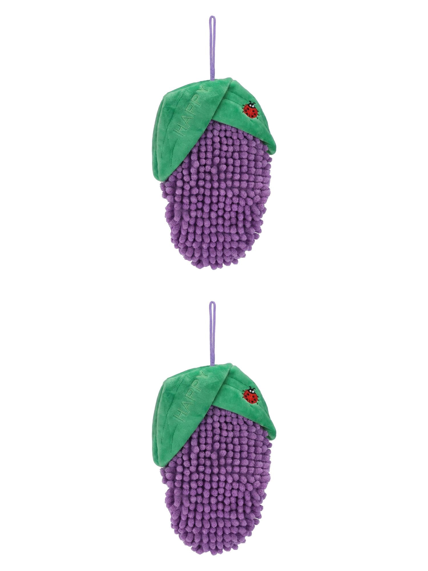 Unique Bargains Cute Corn Shaped Chenille Hanging Soft Absorbent Hand Towel Purple 8" x 5"