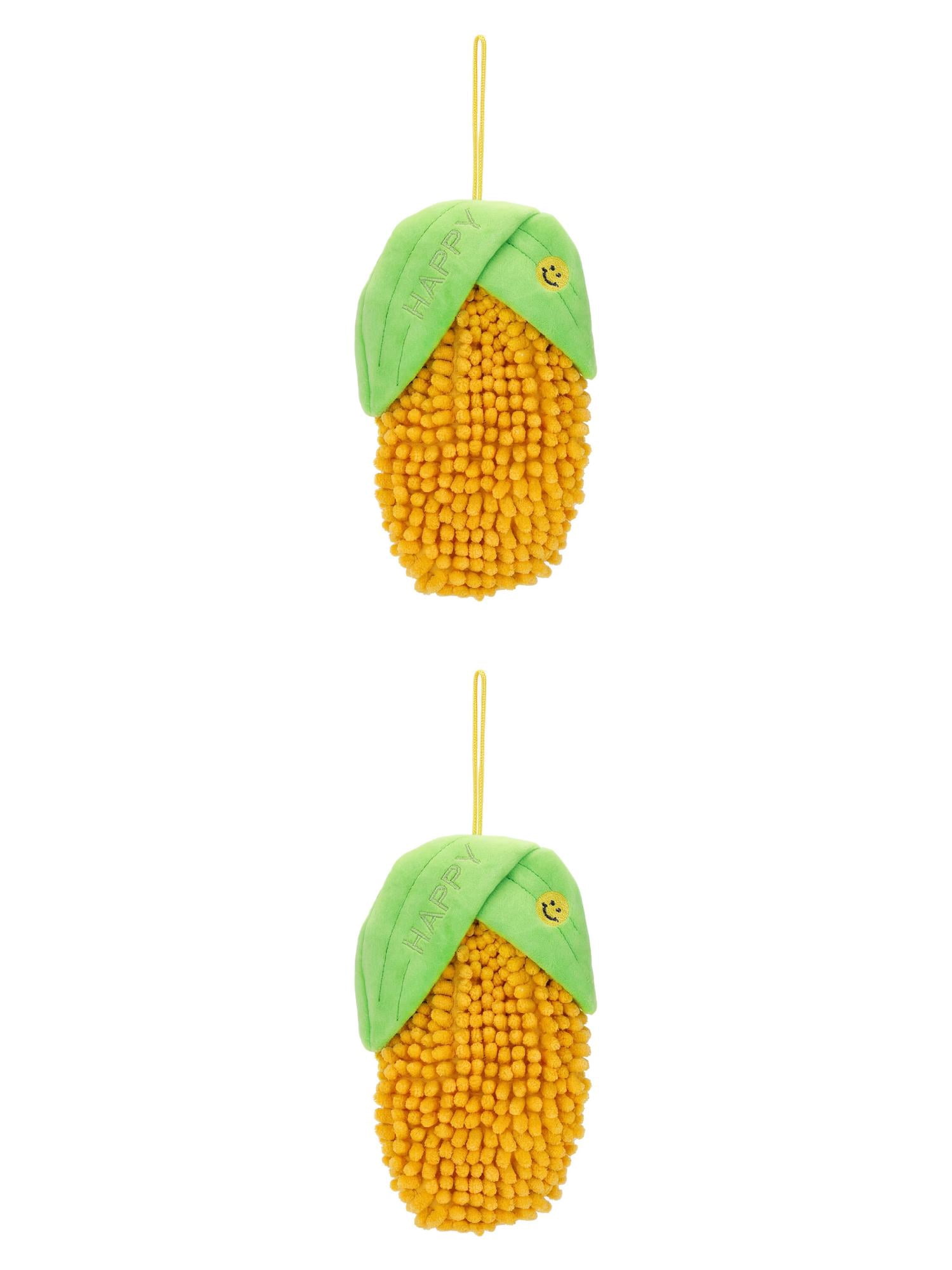 Unique Bargains Cute Corn Shaped Chenille Hanging Soft Absorbent Hand Towel Yellow 8" x 5"