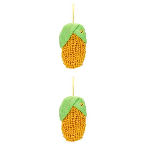 Unique Bargains Cute Corn Shaped Chenille Hanging Soft Absorbent Hand Towel Yellow 8" x 5"