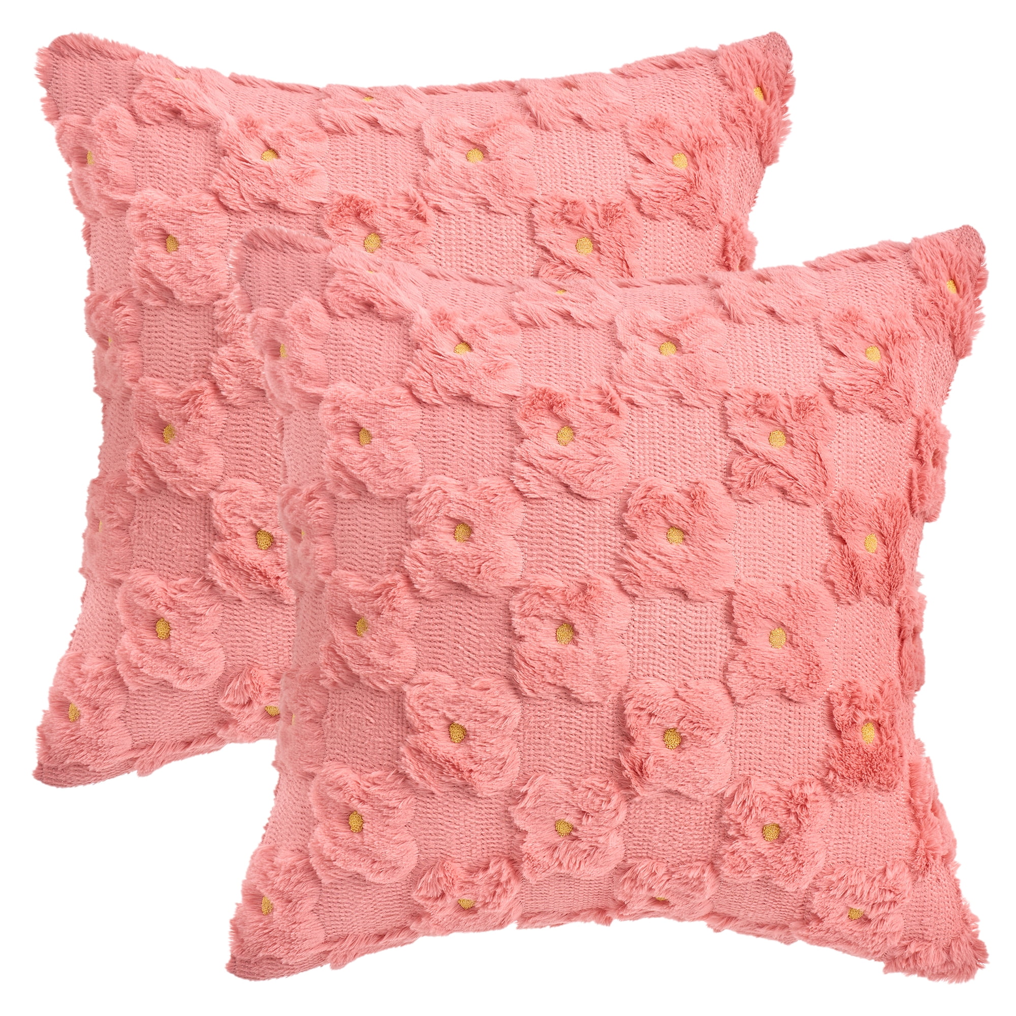 Unique Bargains Cute Daisy Embroidery Pillow Covers Pack of 2 Coral Red 18" x 18"