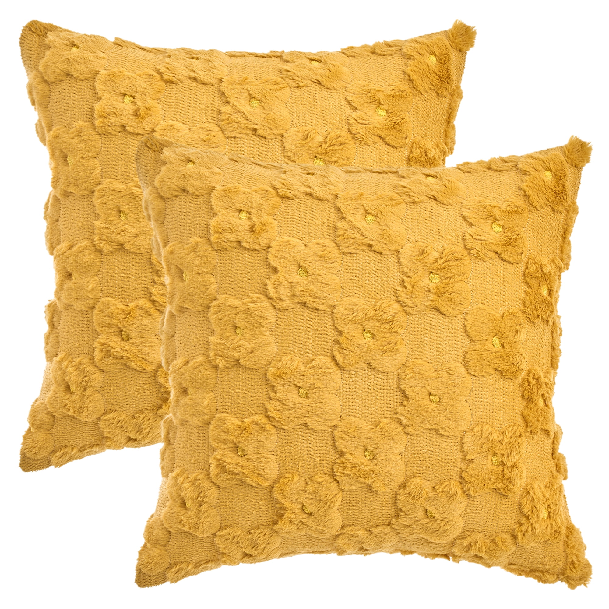 Unique Bargains Cute Daisy Embroidery Pillow Covers Pack of 2 Ginger 18" x 18"